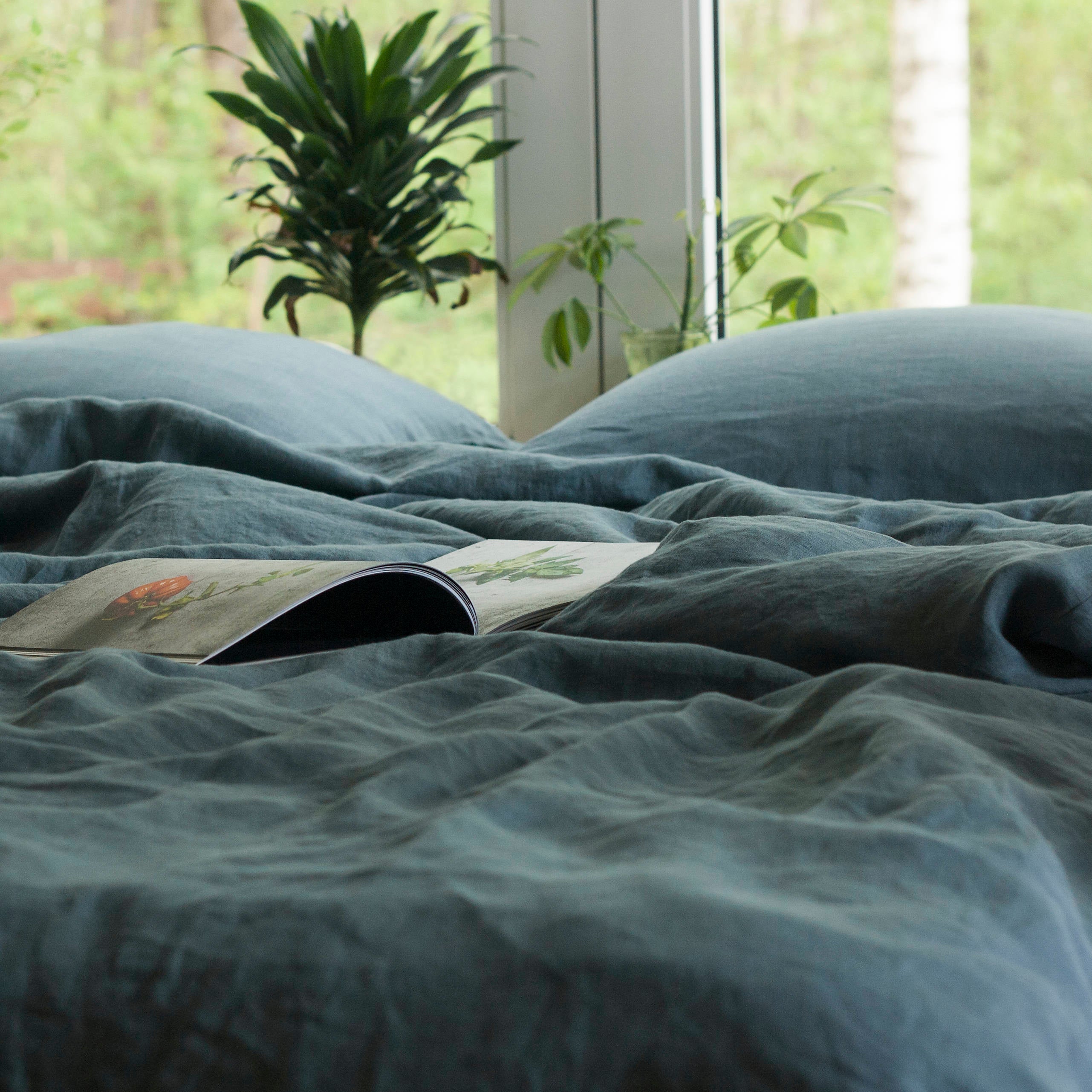 Dusty Blue Linen Fitted Sheet