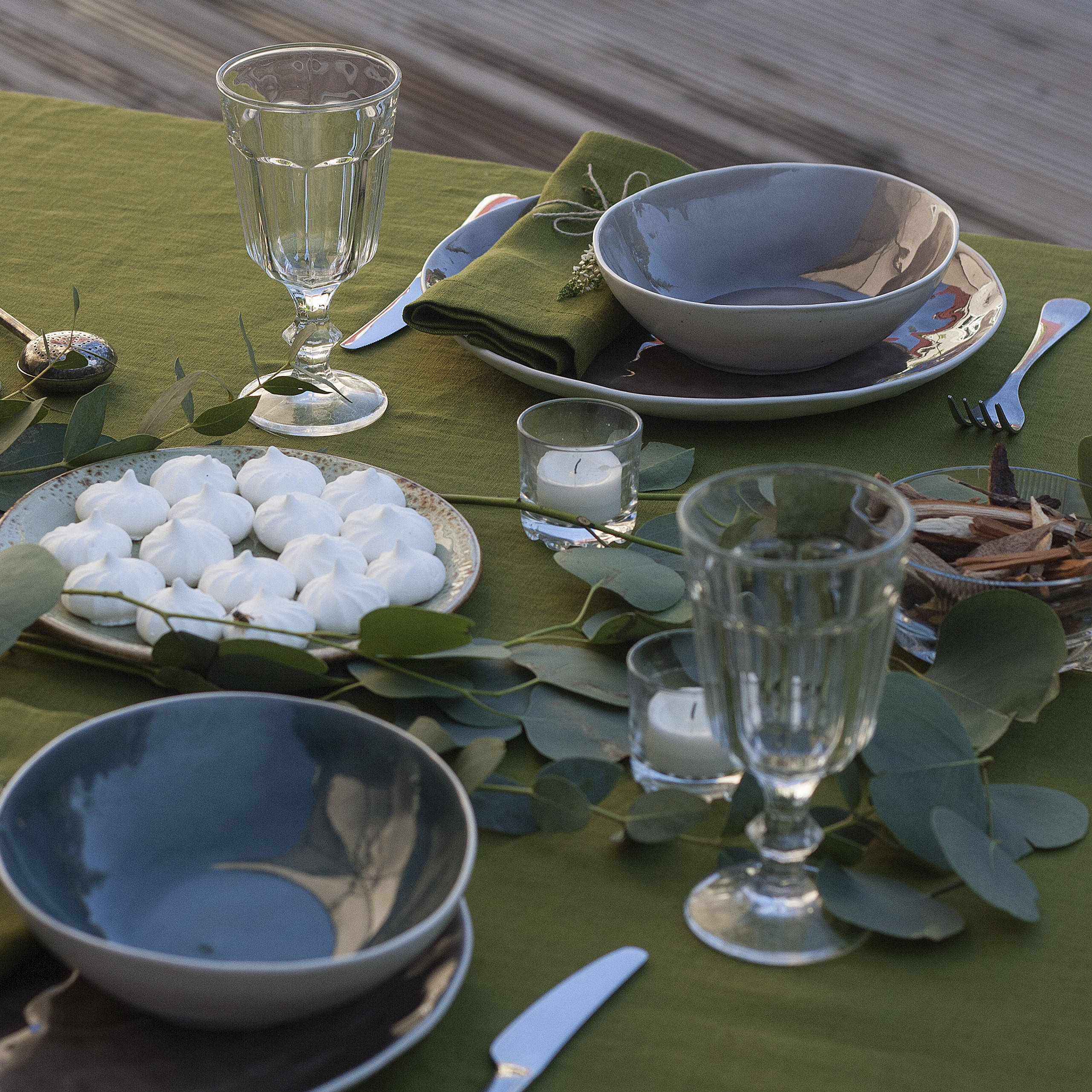Moss Green Linen Tablecloth