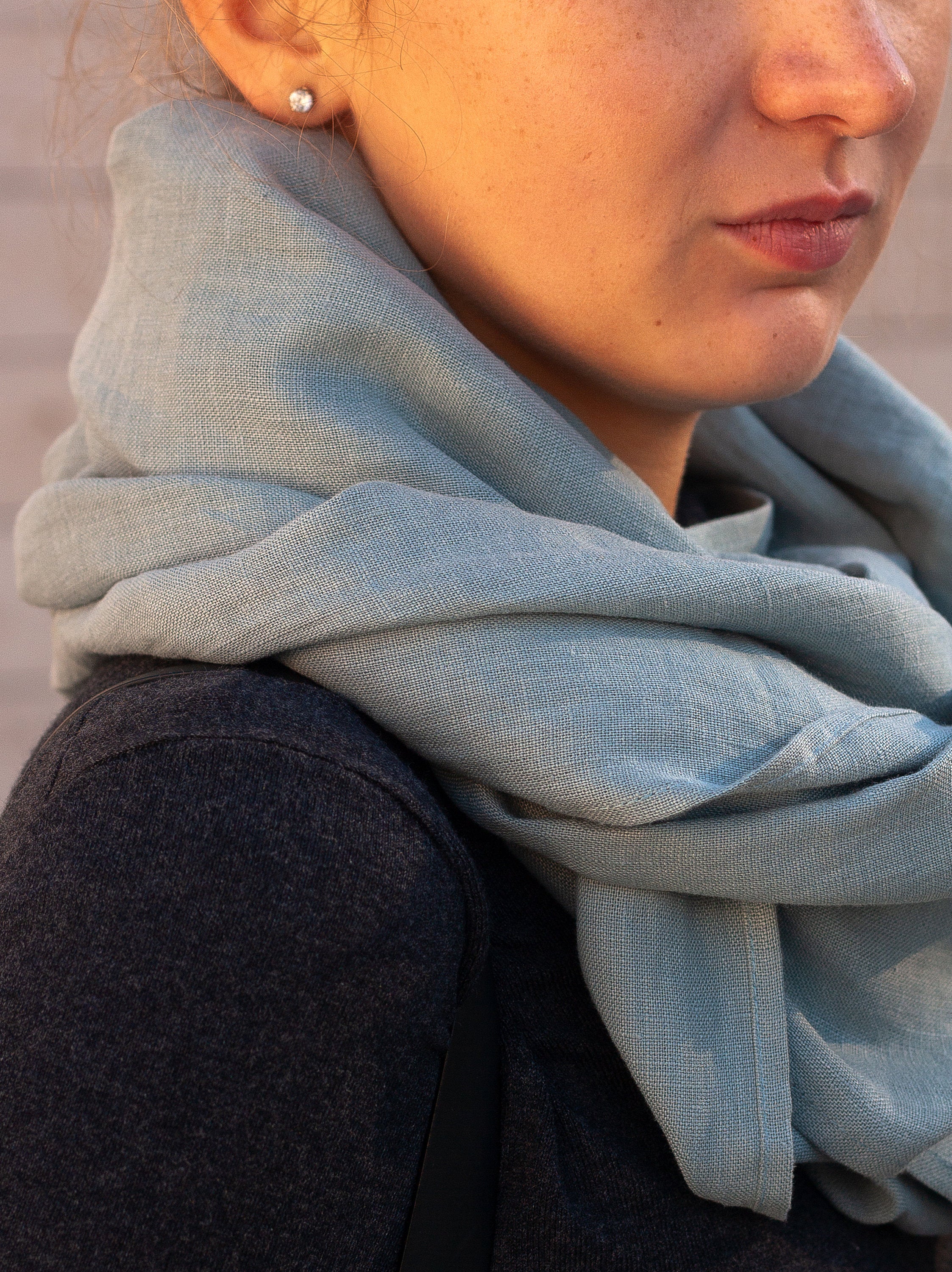 Dusty Aqua Linen Scarf