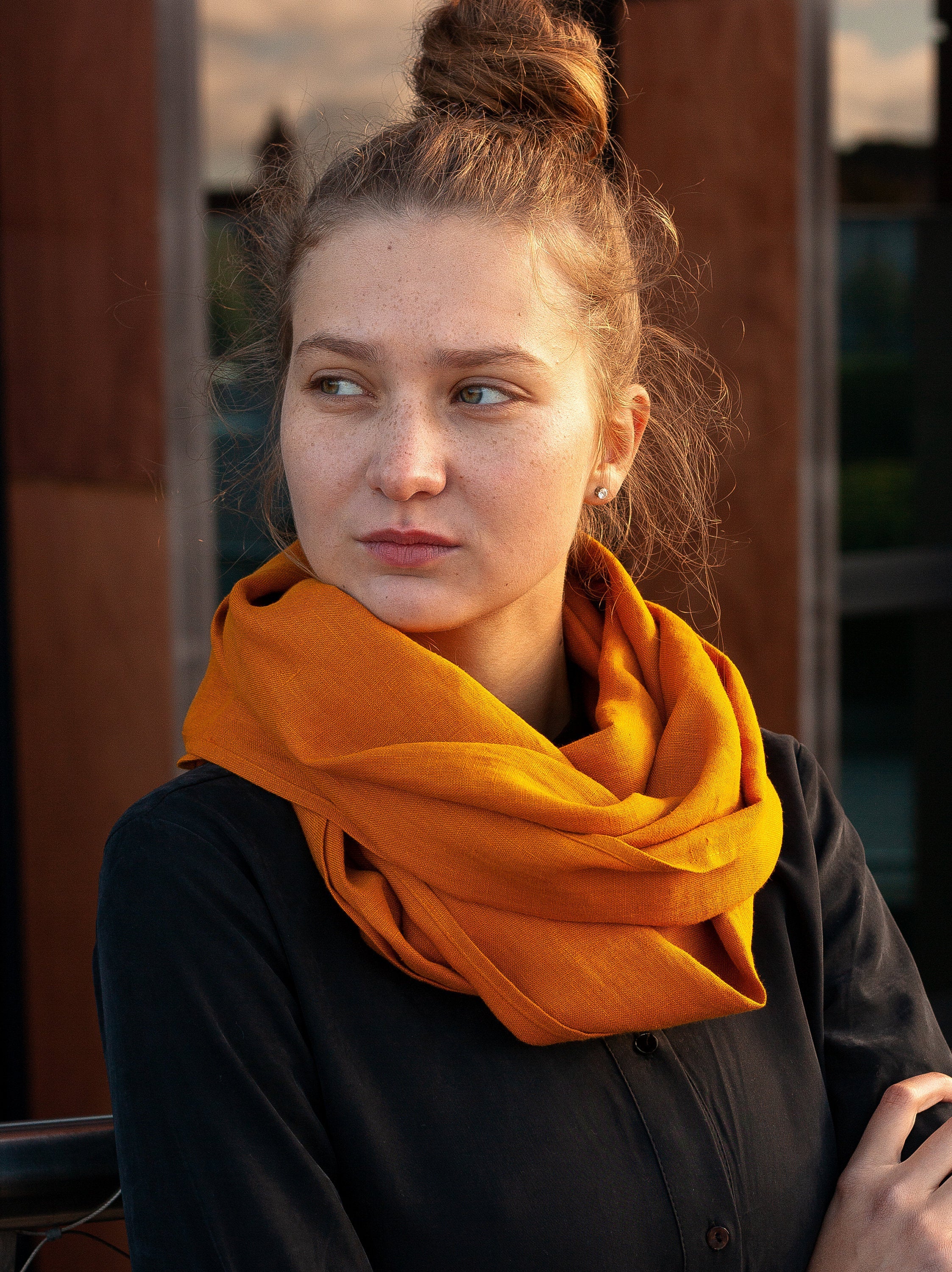 Mustard Linen Scarf