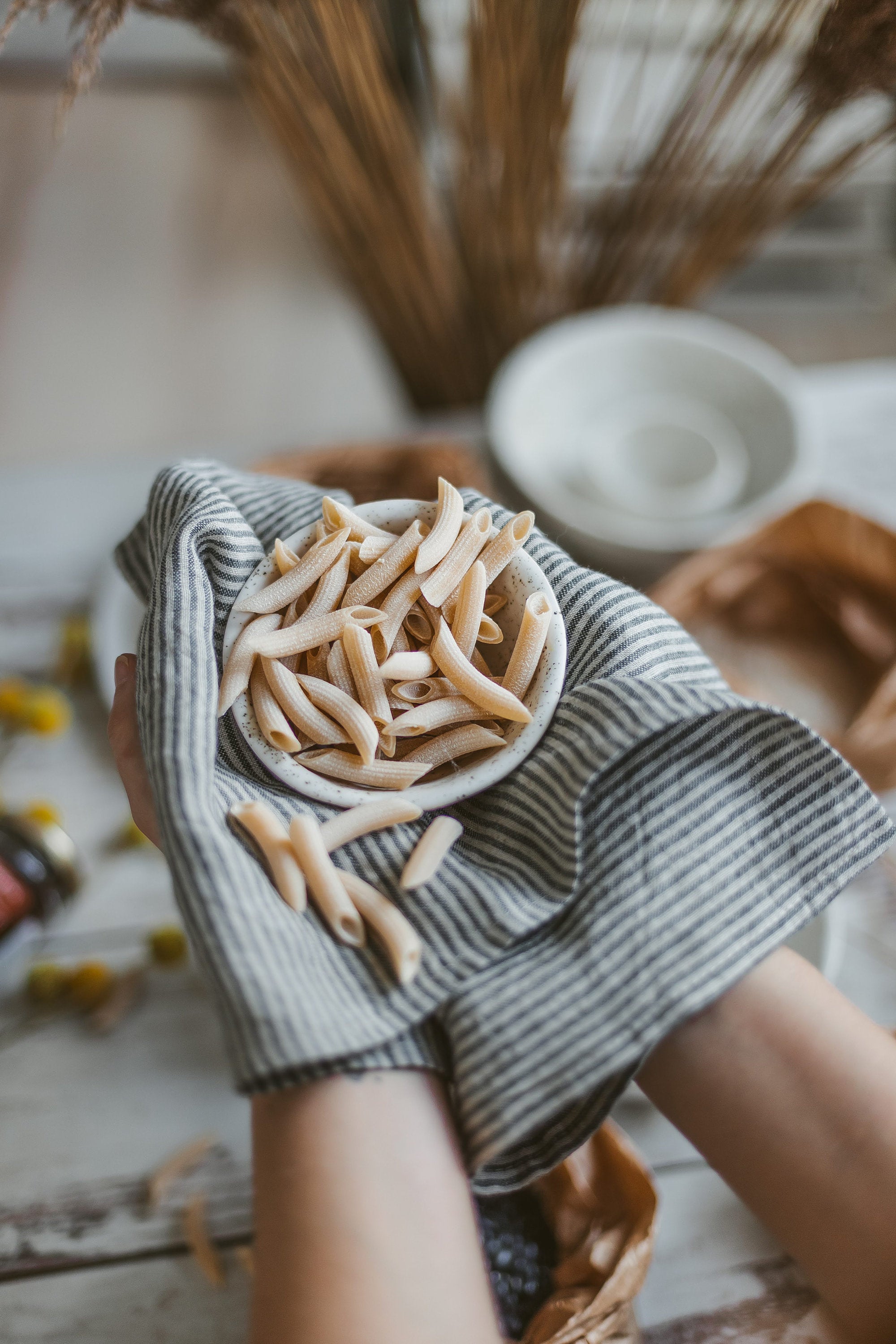 Striped Black Linen Tea Towels Set Of 2