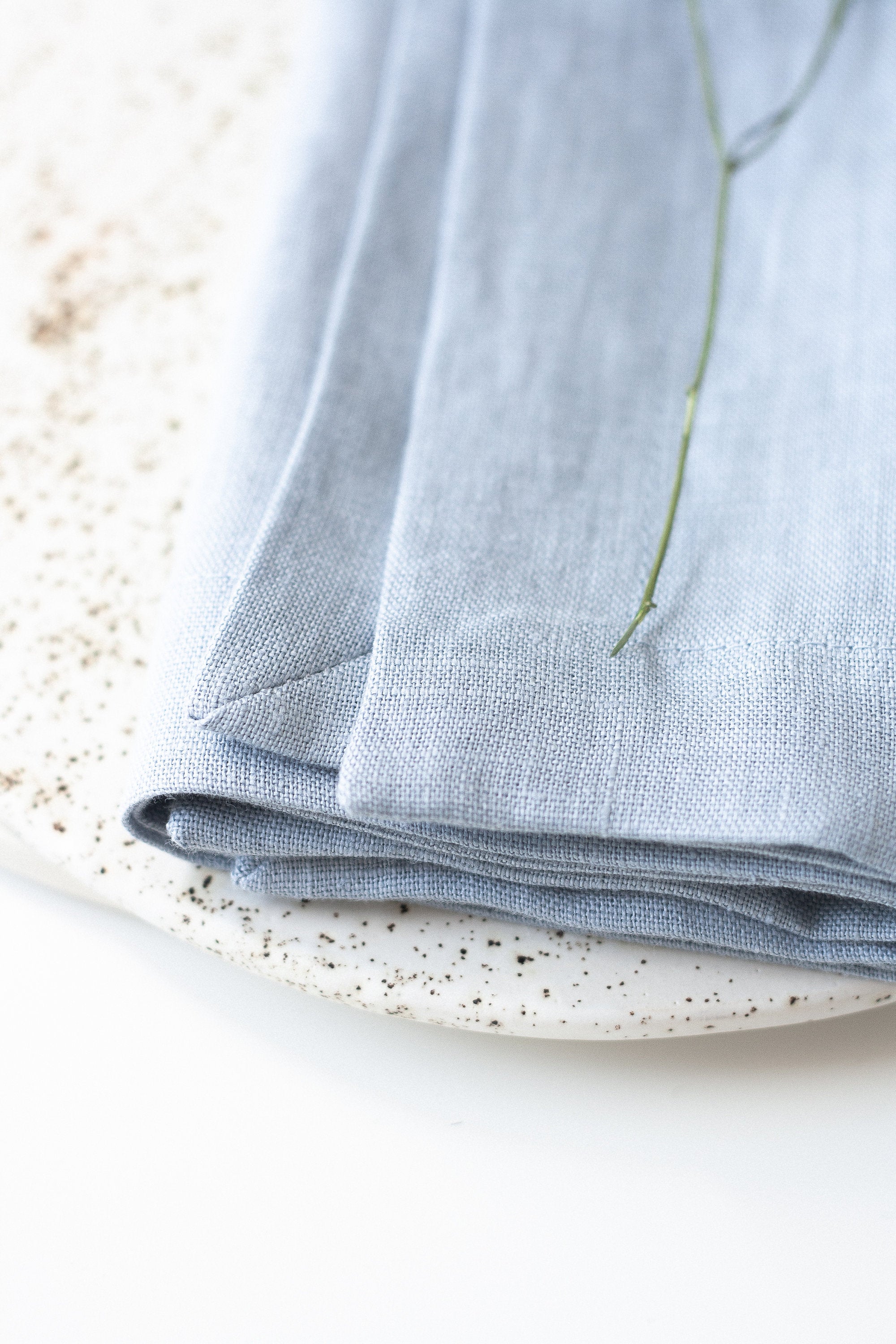 Ice Blue Linen Napkins Set Of 2 Mitered Corners