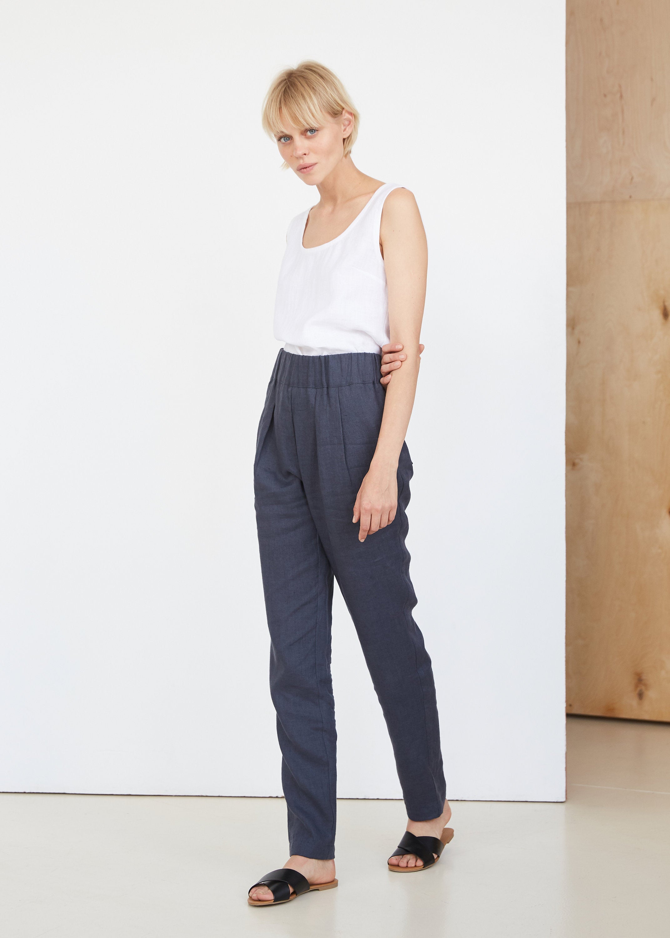Coal Gray Linen Pants