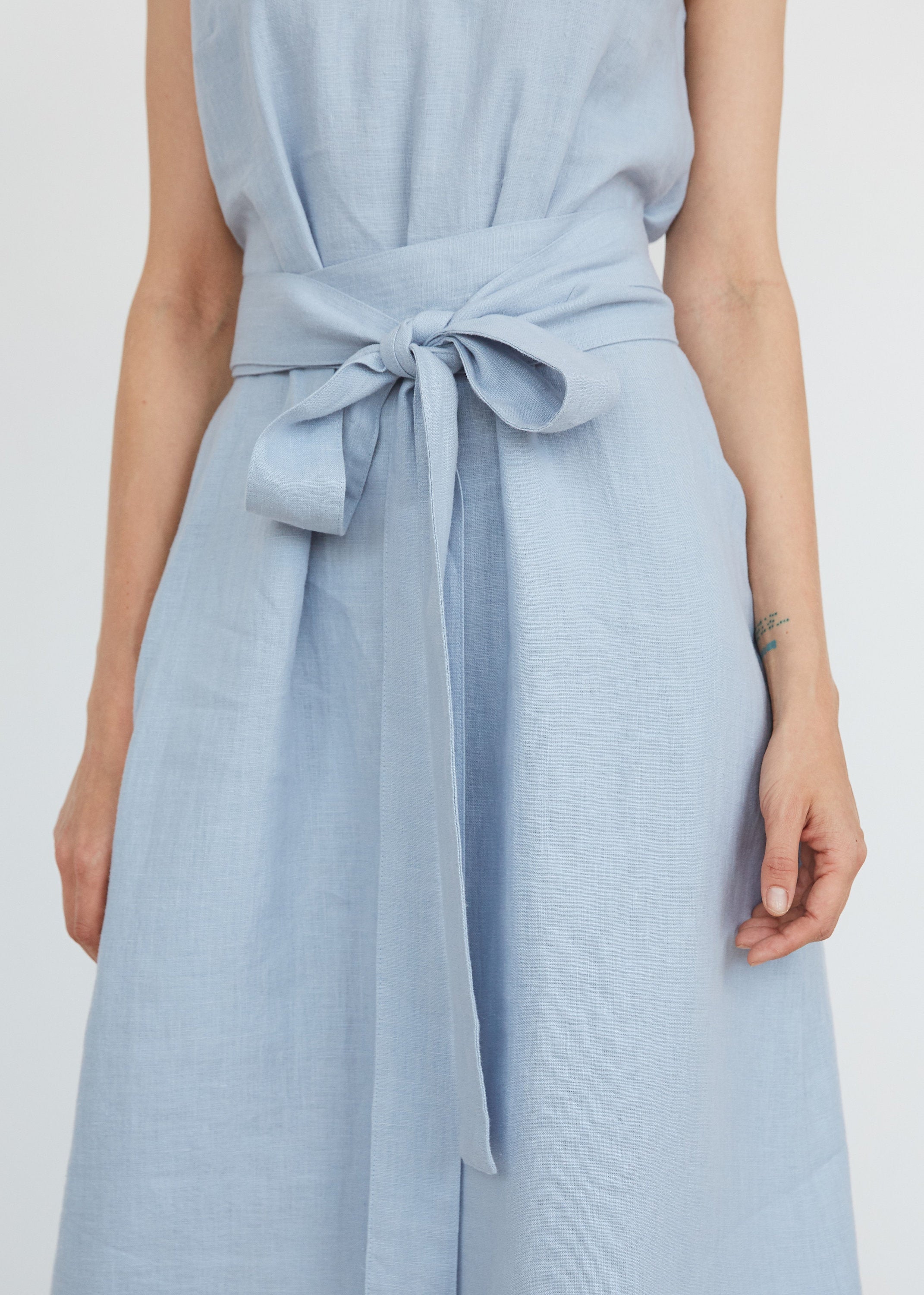 Ice Blue Linen Dress