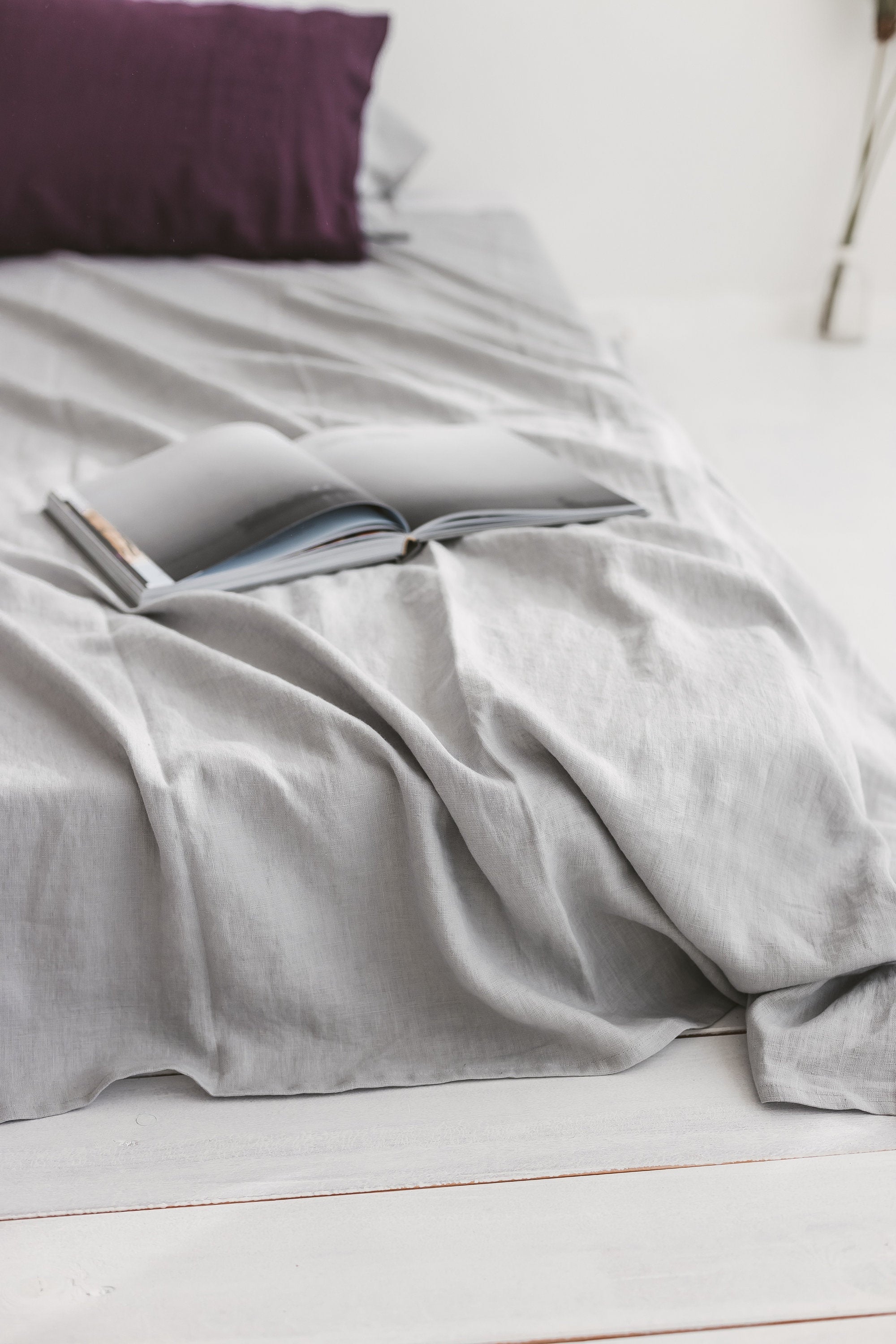 Cloud Gray Linen Flat Sheet