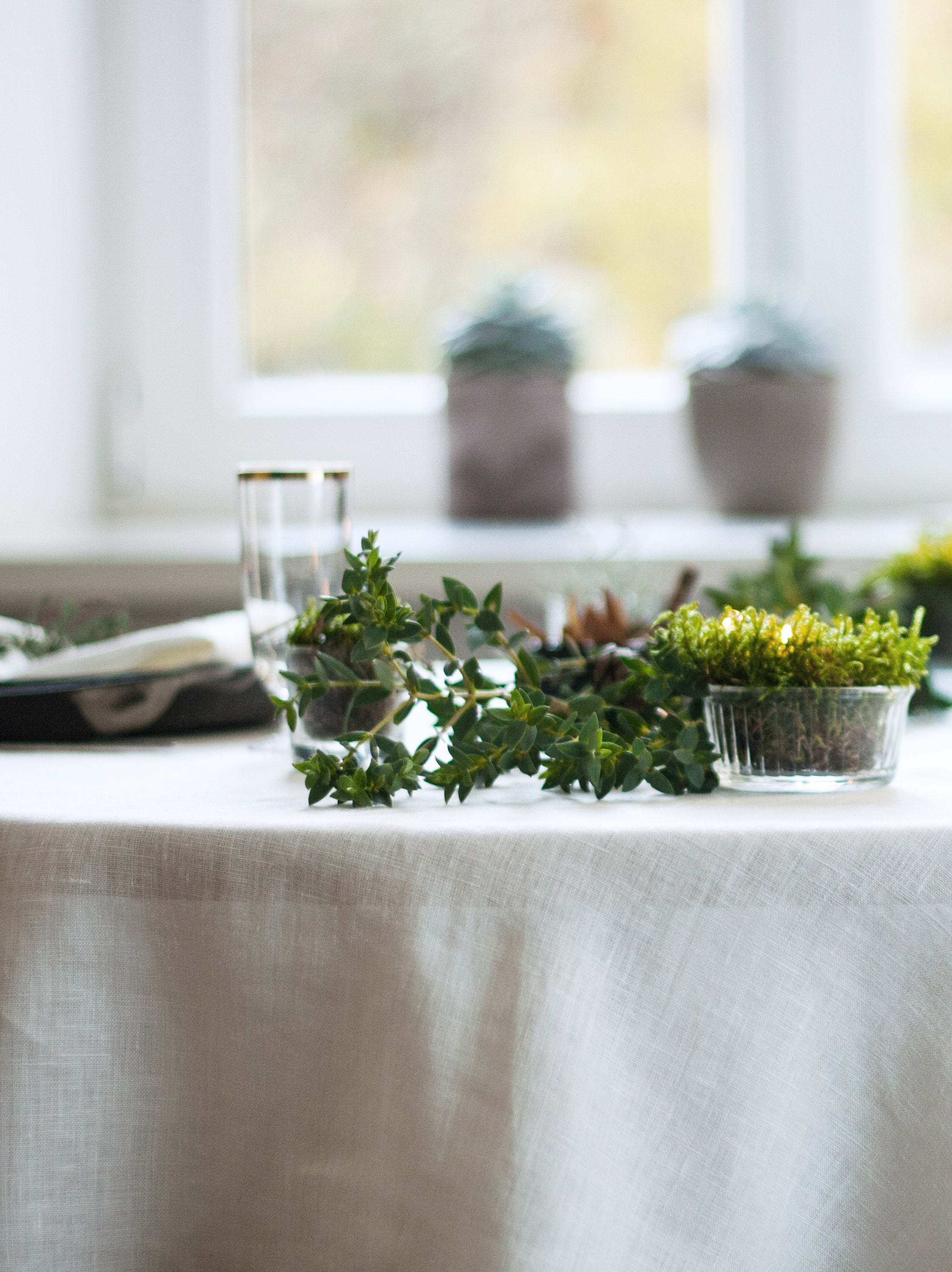 Off White Round Linen Tablecloth