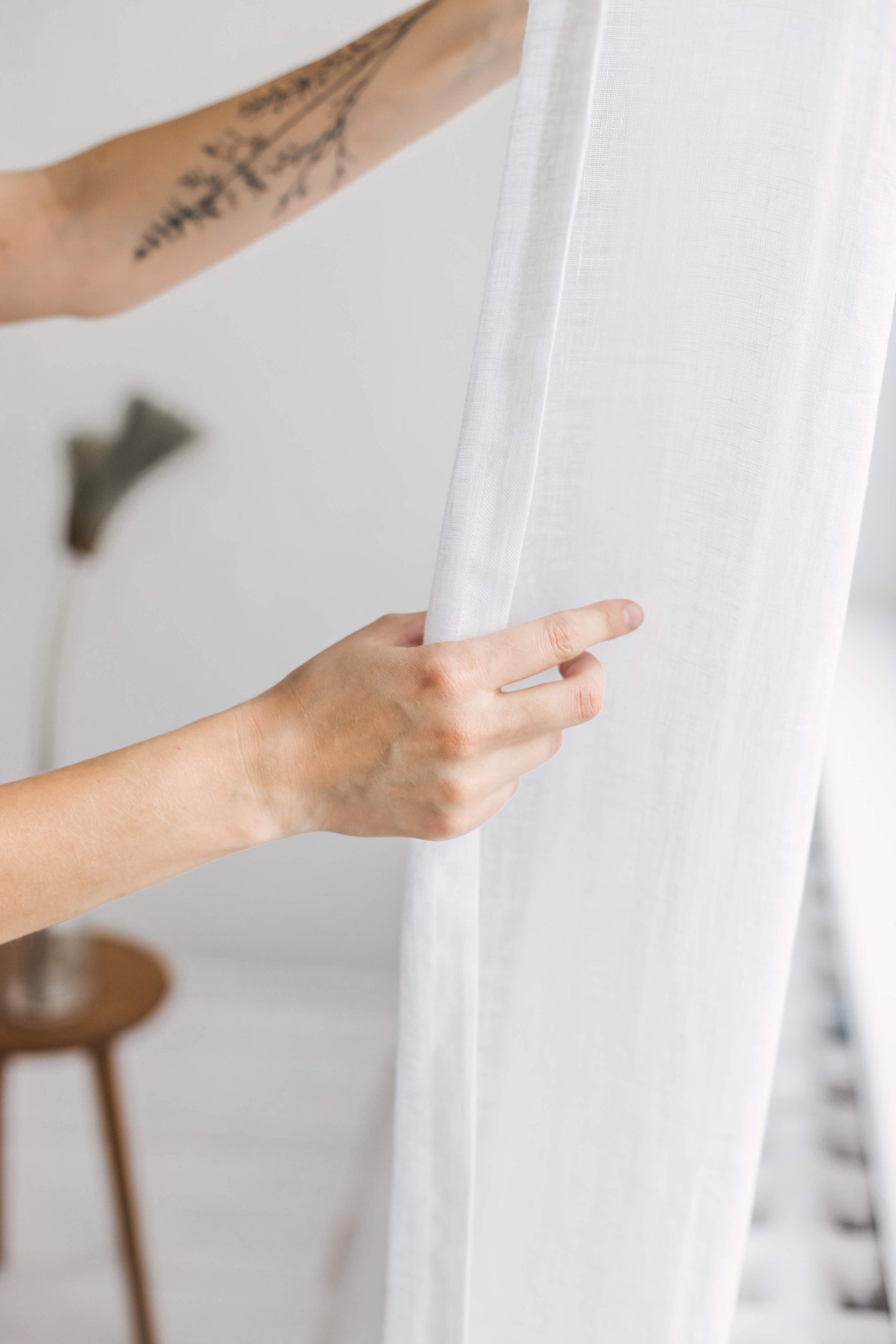 Lightweight White Linen Curtain