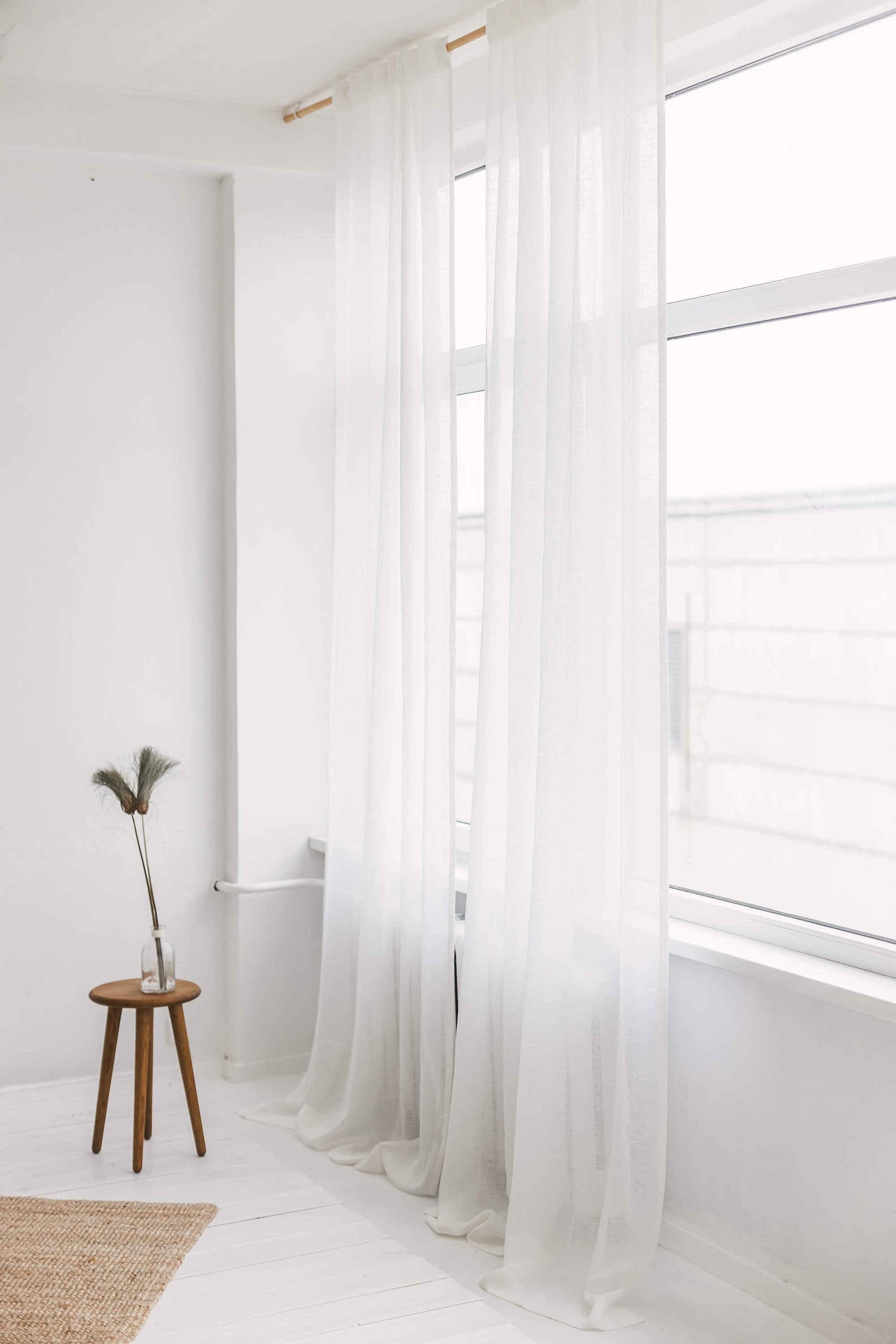 Lightweight White Linen Curtain