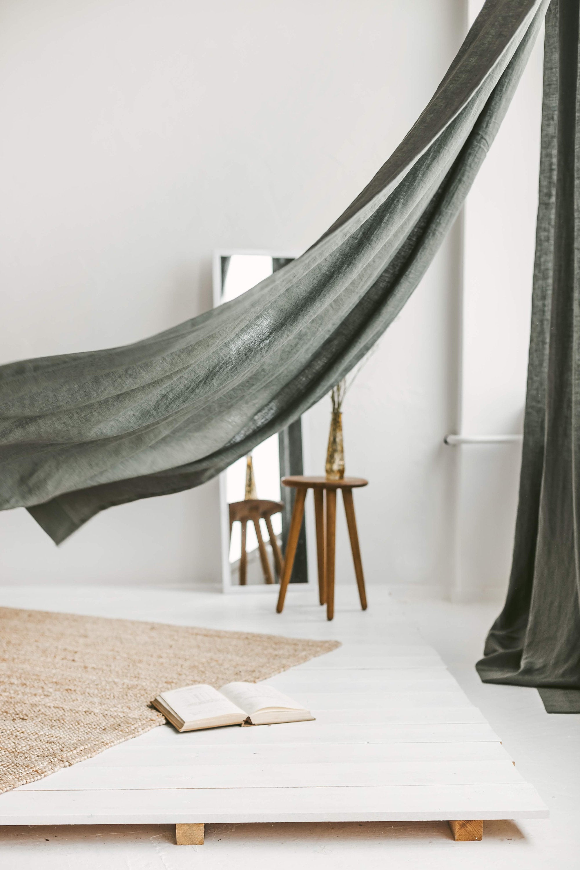 Safari Green Linen Curtain