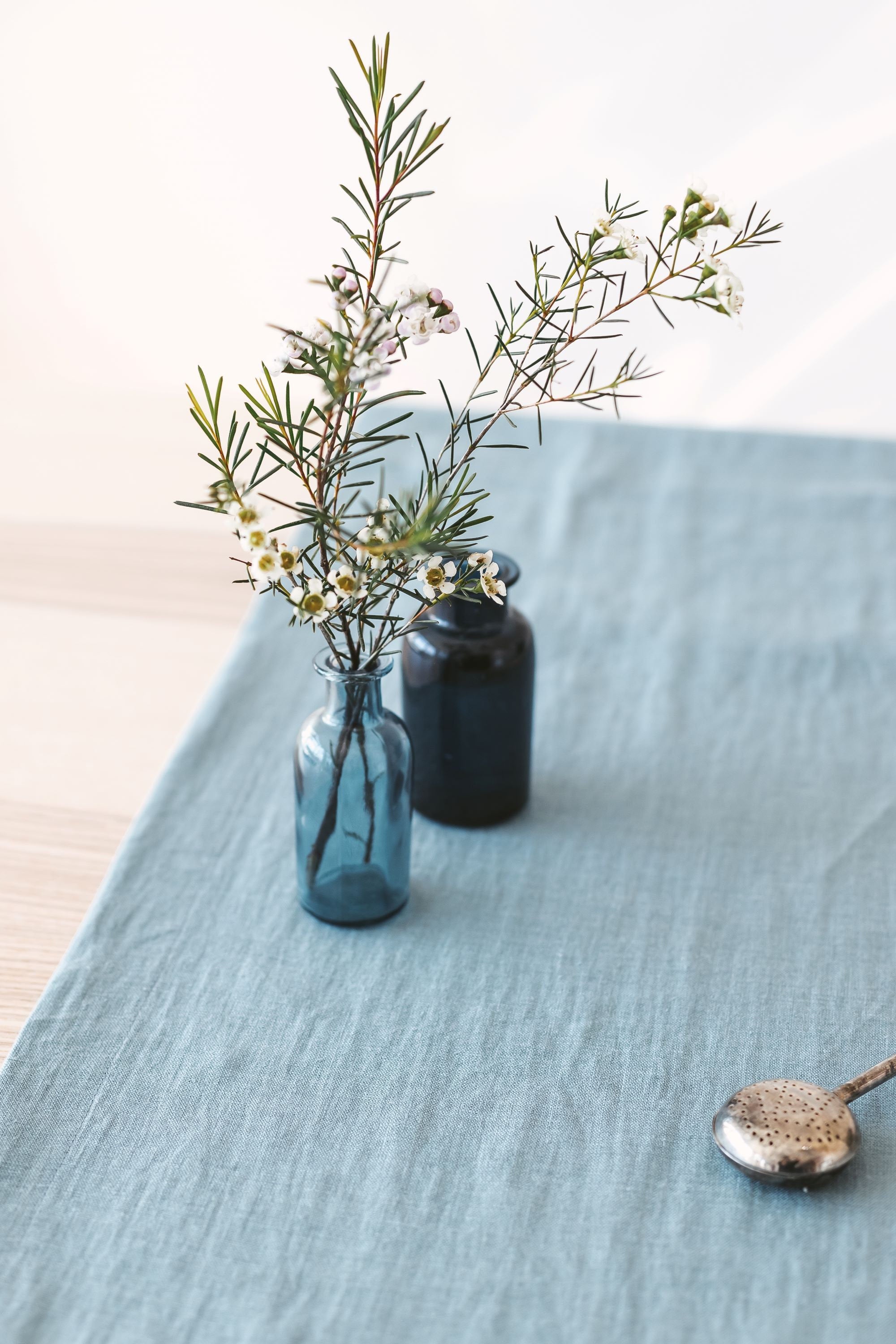 Dusty Aqua Linen Table Runner