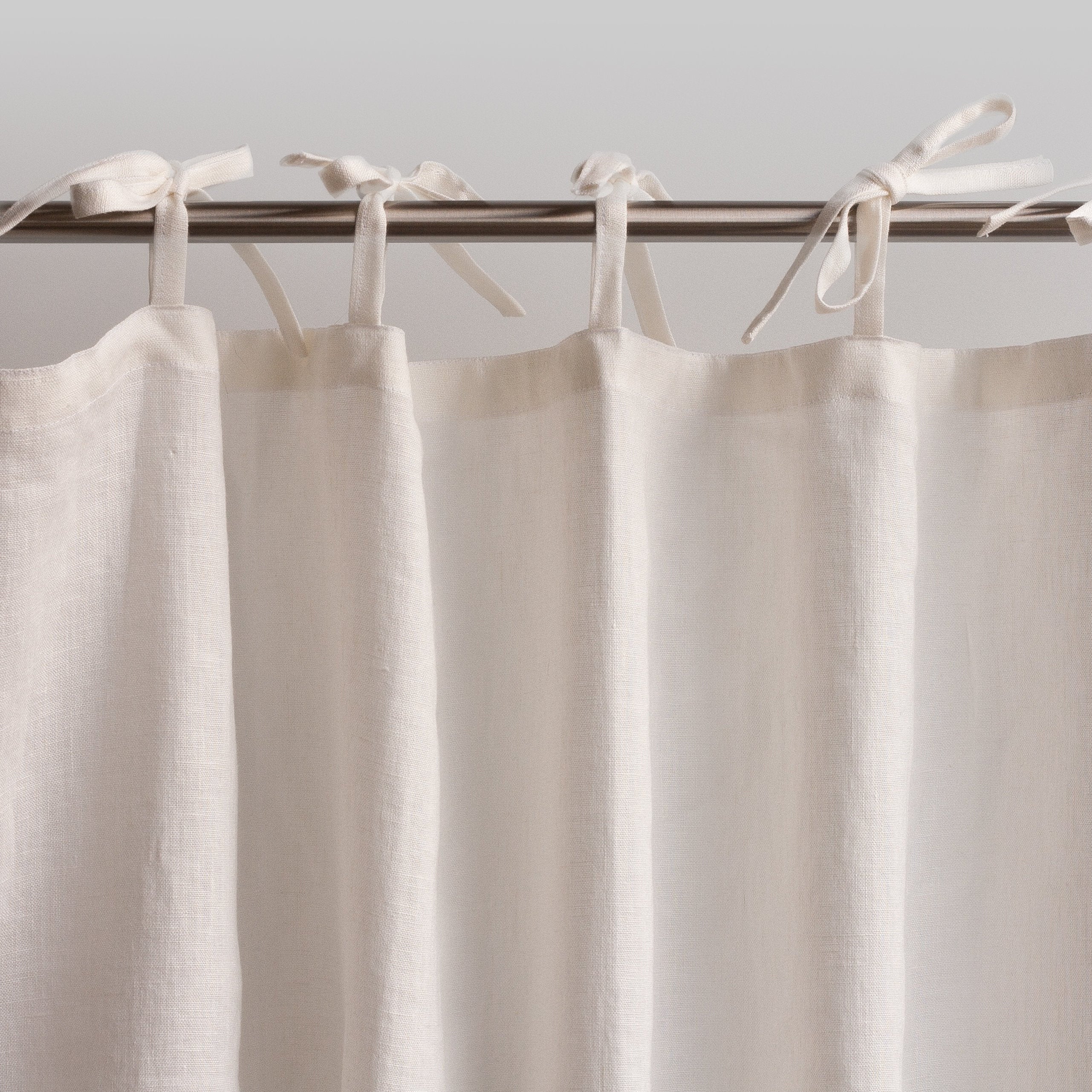 86.6"/220 Cm Width Natural Light Linen Curtains With Tabs