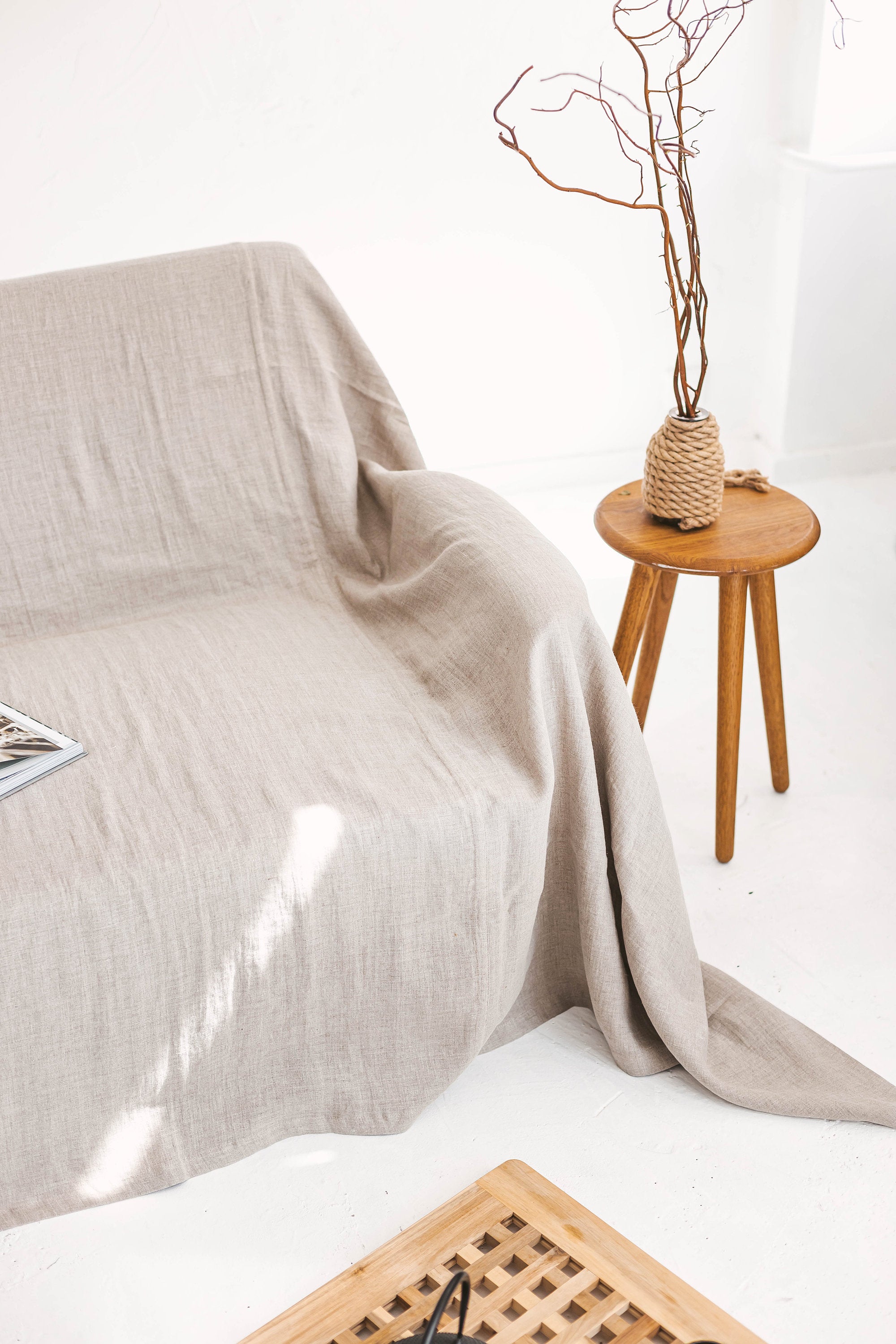 Natural Linen Couch Cover