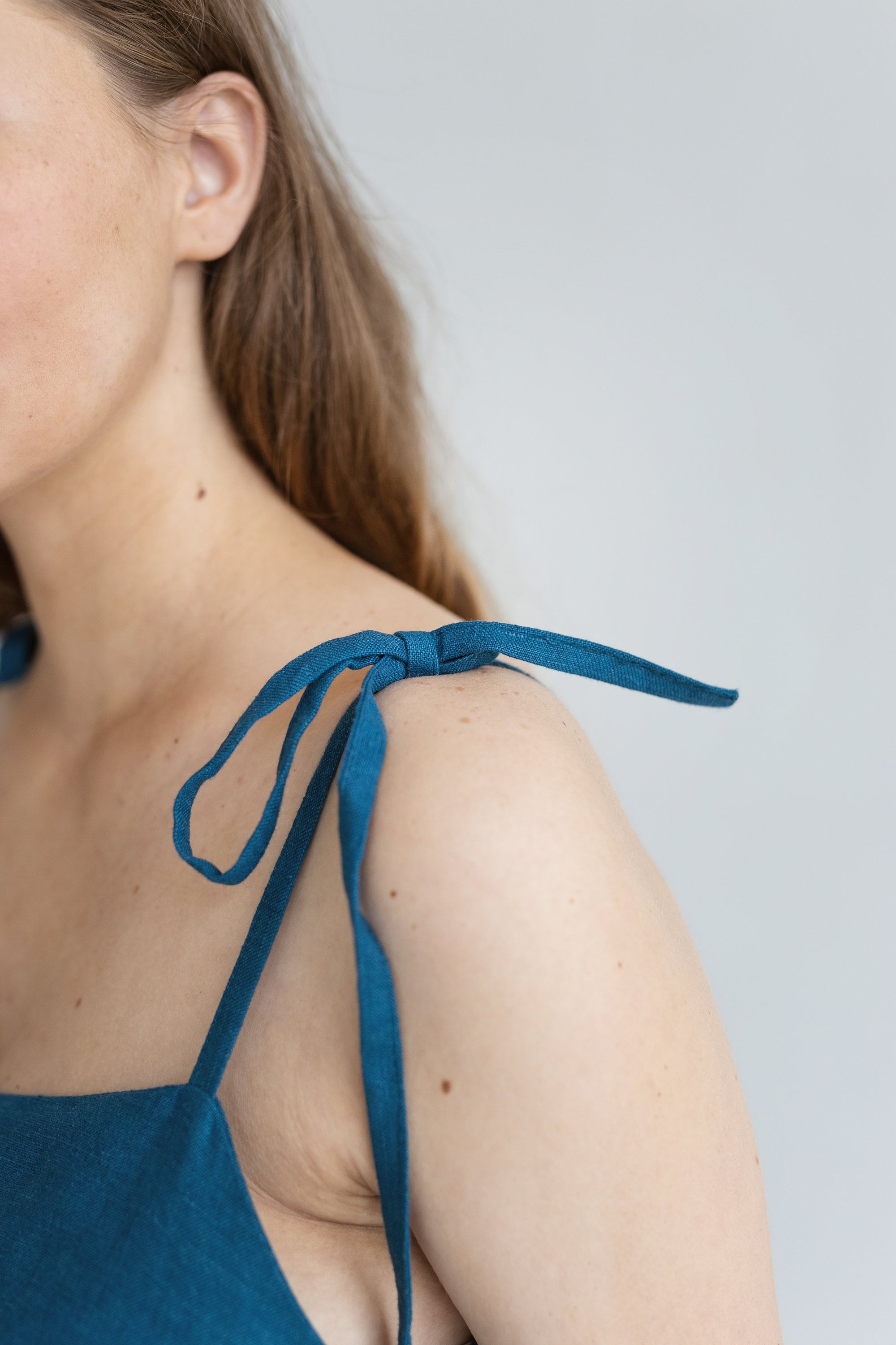 Dark Teal Linen Maternity Dress