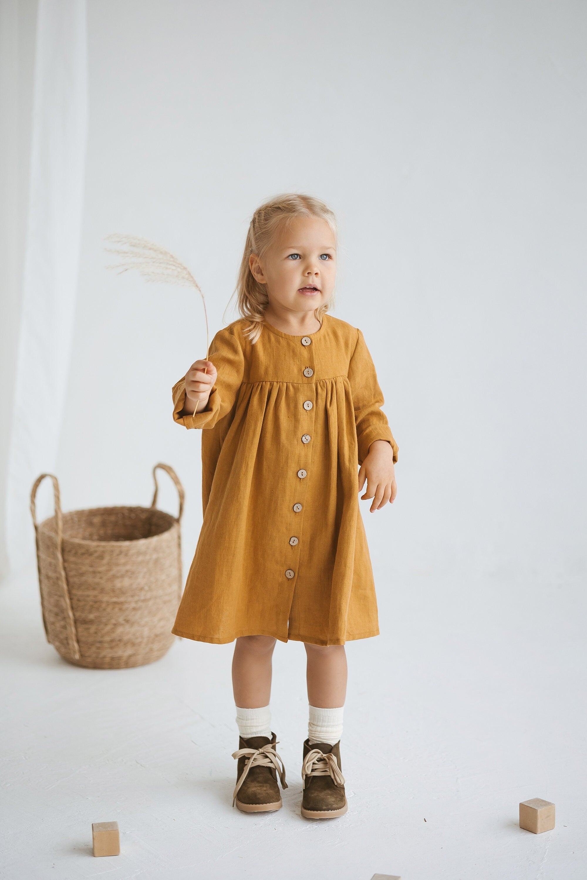 toddler girl linen dress cream linen dress, girls linen dress, flower girl dress, flowergirl dress, cream toddler dress, girls formal dress
