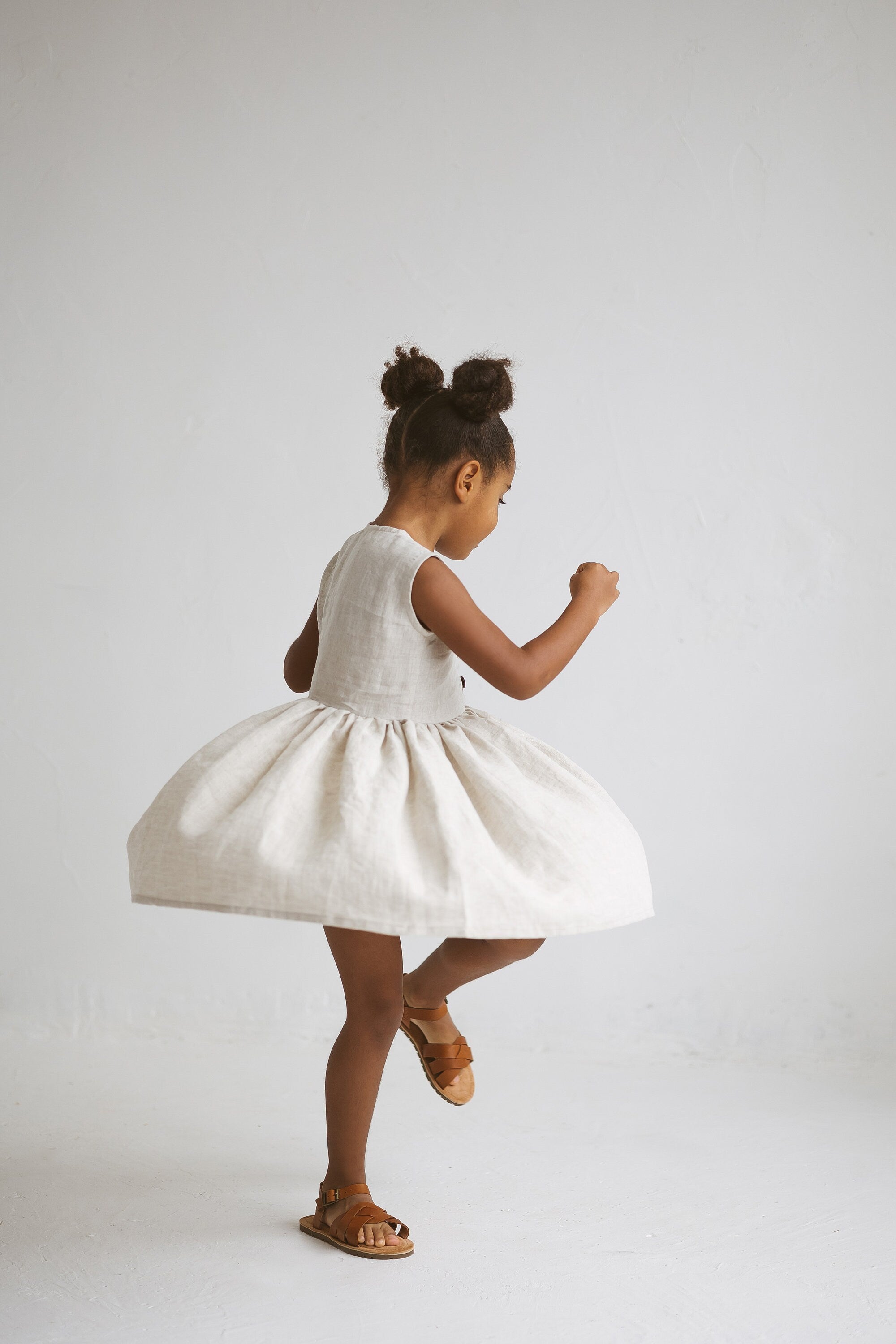 Natural light Linen Girls Dress