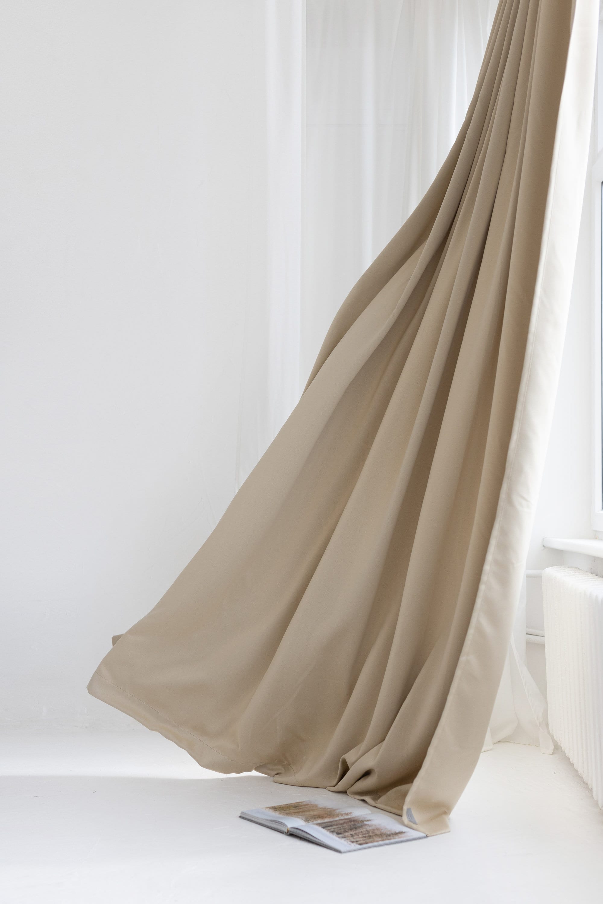 108"/276 cm Wide Beige Blackout Curtain