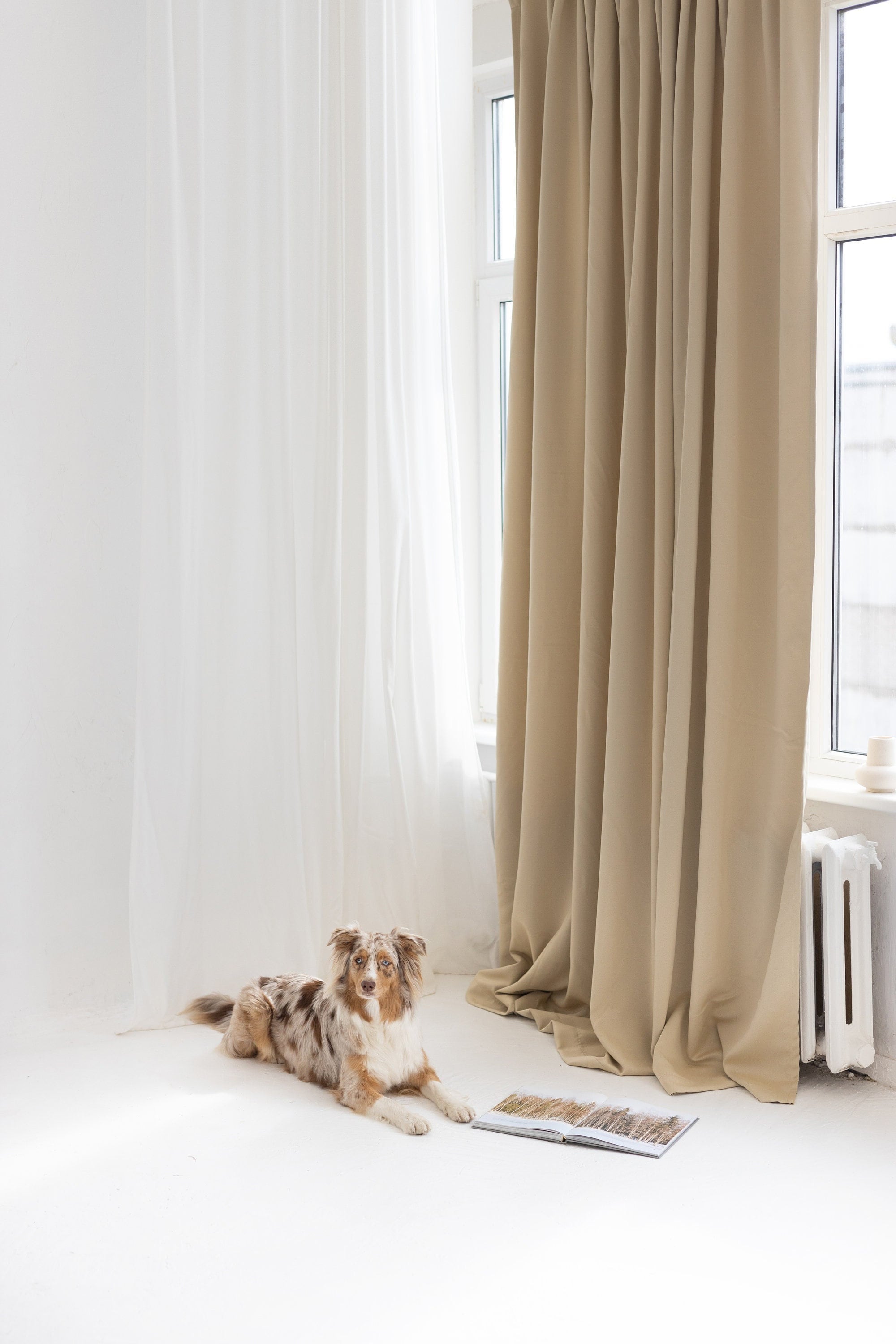 108"/276 cm Wide Beige Blackout Curtain