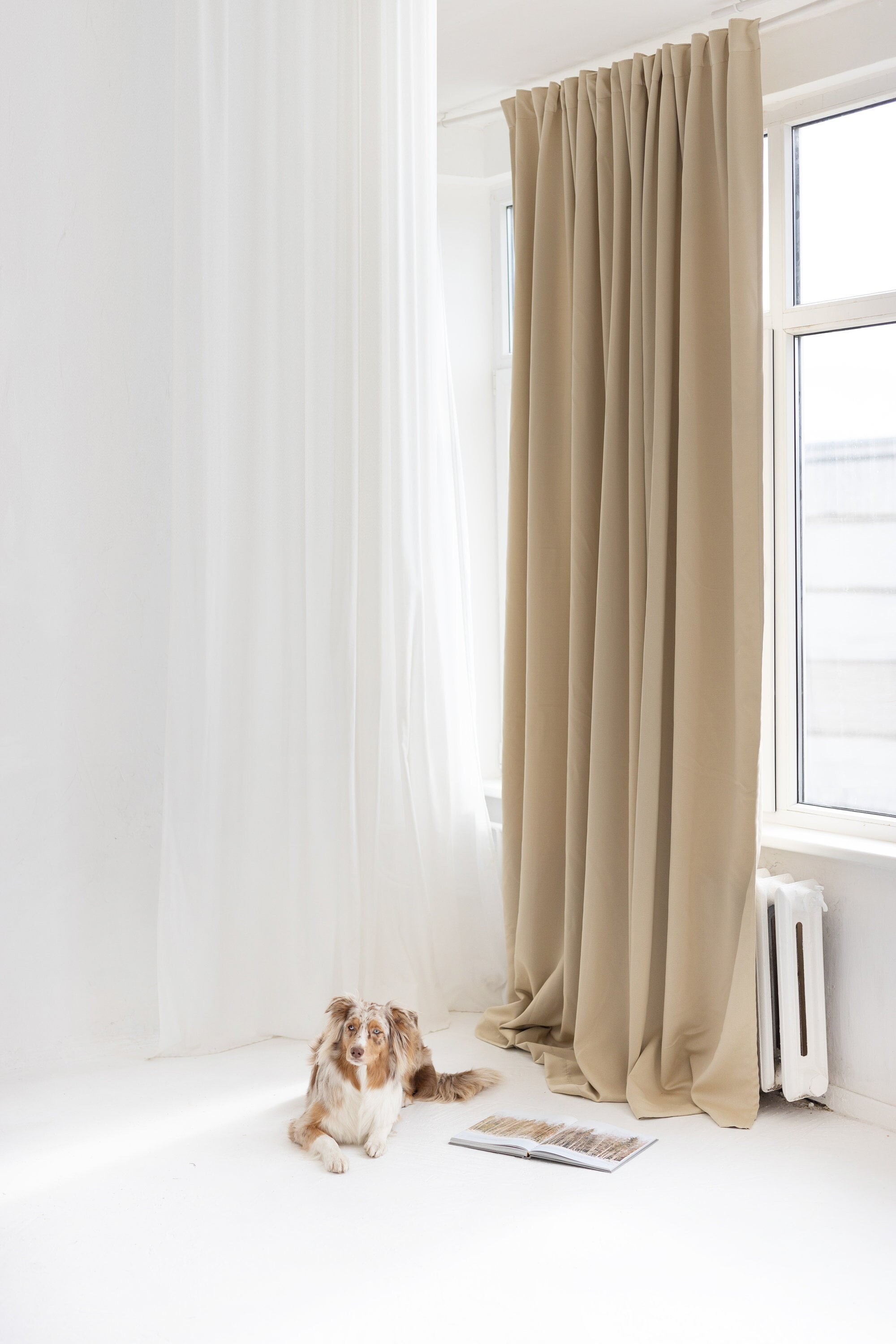 108"/276 cm Wide Beige Blackout Curtain