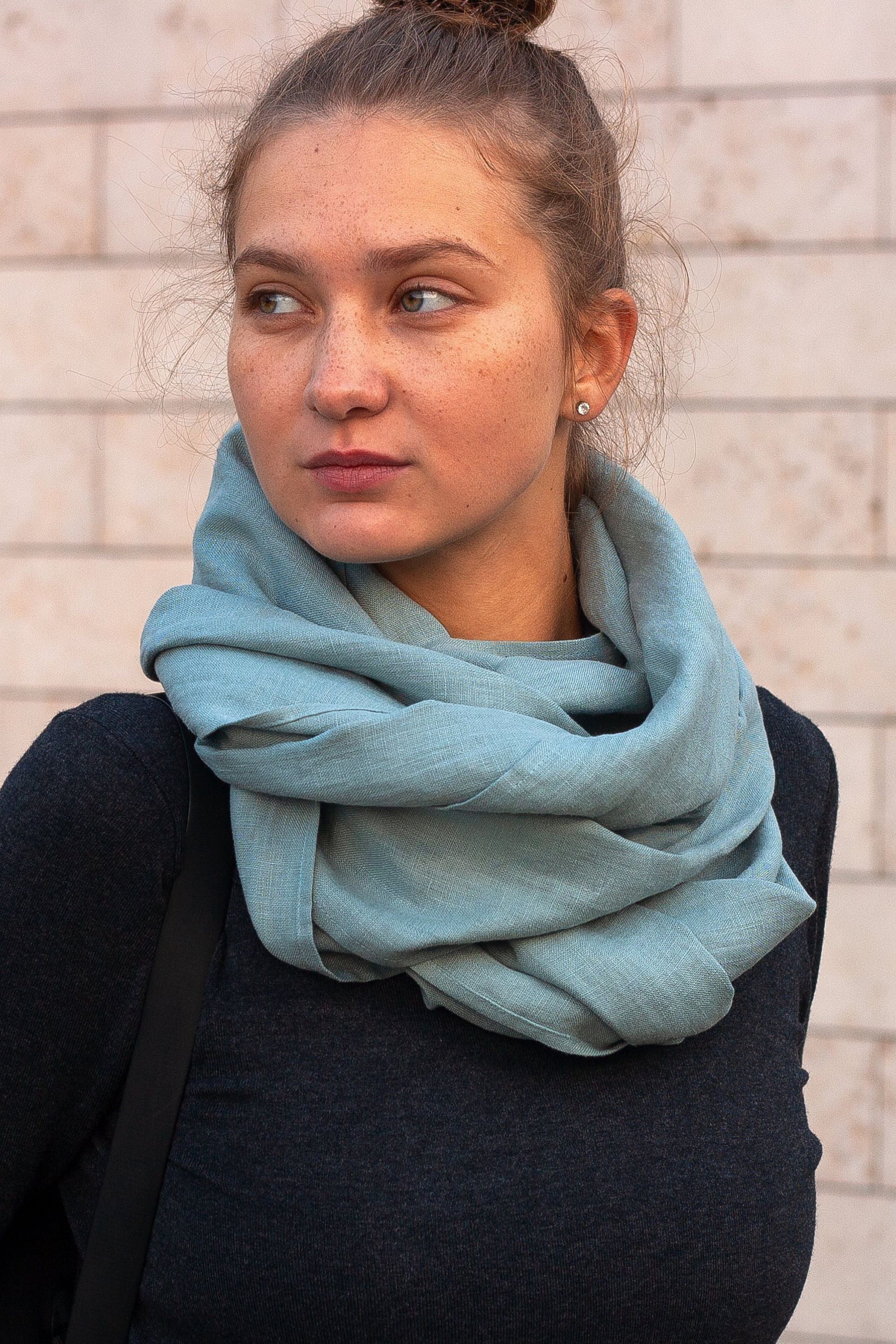 Dusty Aqua Linen Scarf