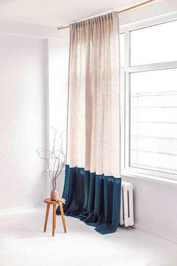 color block linen curtains