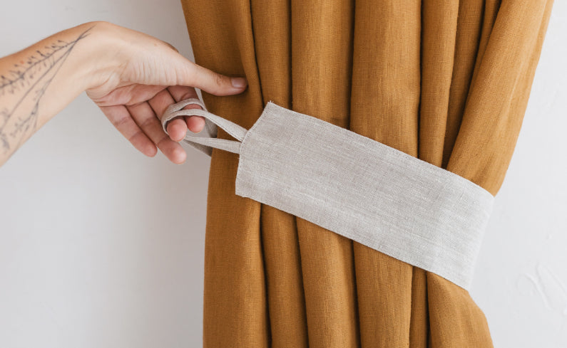 Linen curtain tie-backs