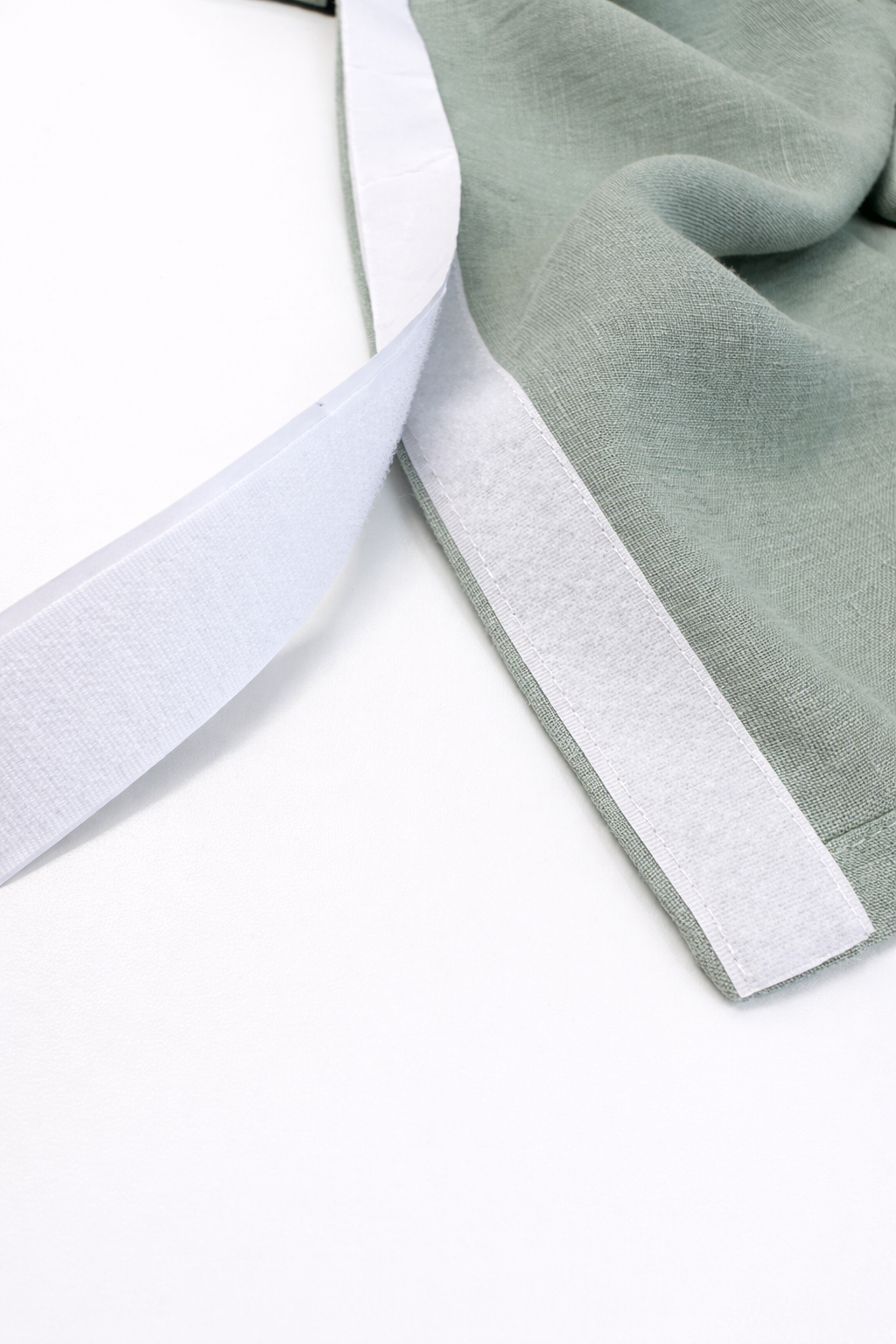 color block linen door curtain with velcro tape