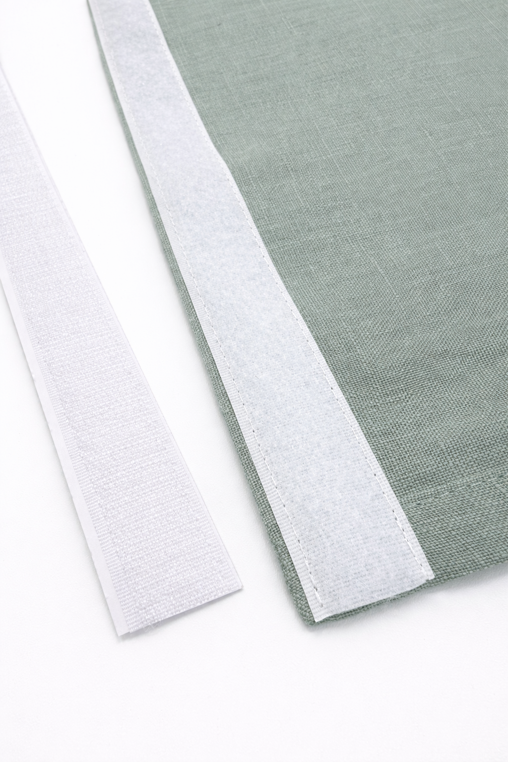 Sage Color Block Linen Noren with Velcro Tape