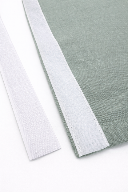 Sage Color Block Linen Noren with Velcro Tape