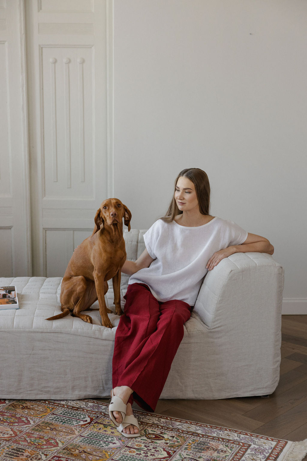 white linen blouse