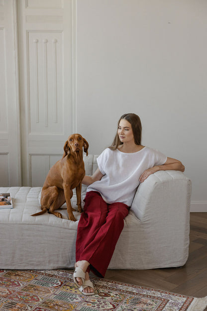 white linen blouse