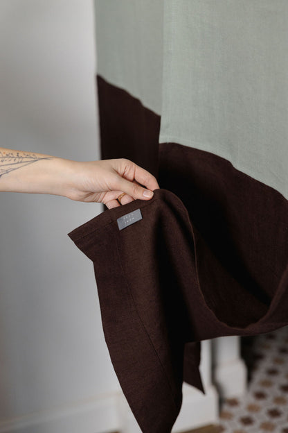 color block linen noren curtain