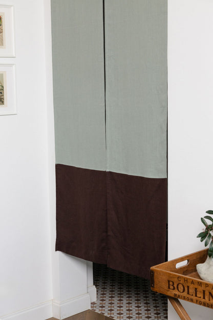color block linen noren curtain