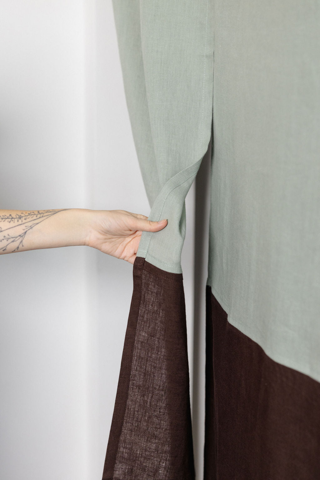 Color Block Linen Noren Curtain