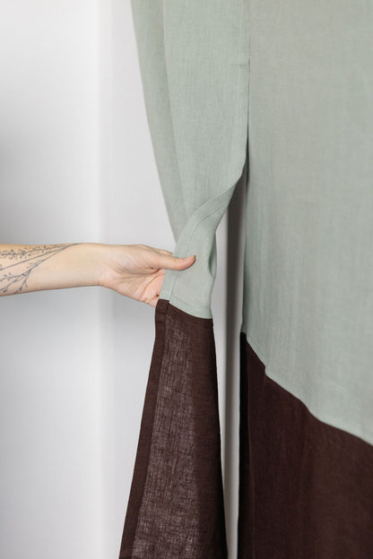 Color Block Linen Noren Curtain