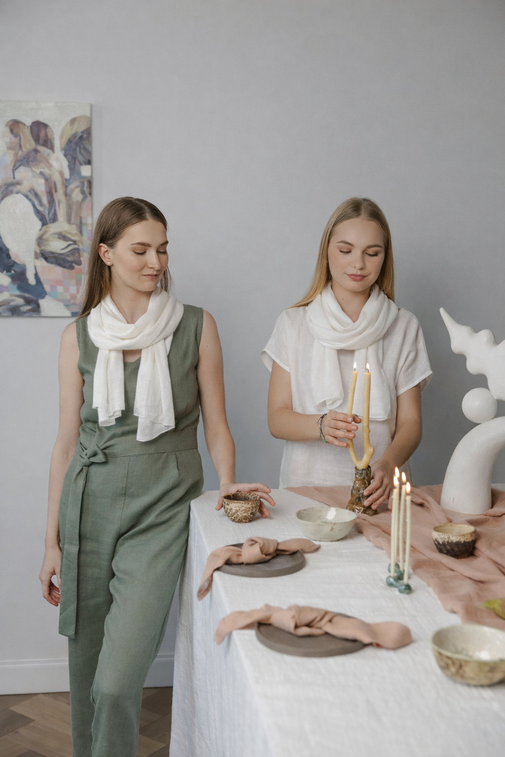 lightweight white linen scarf