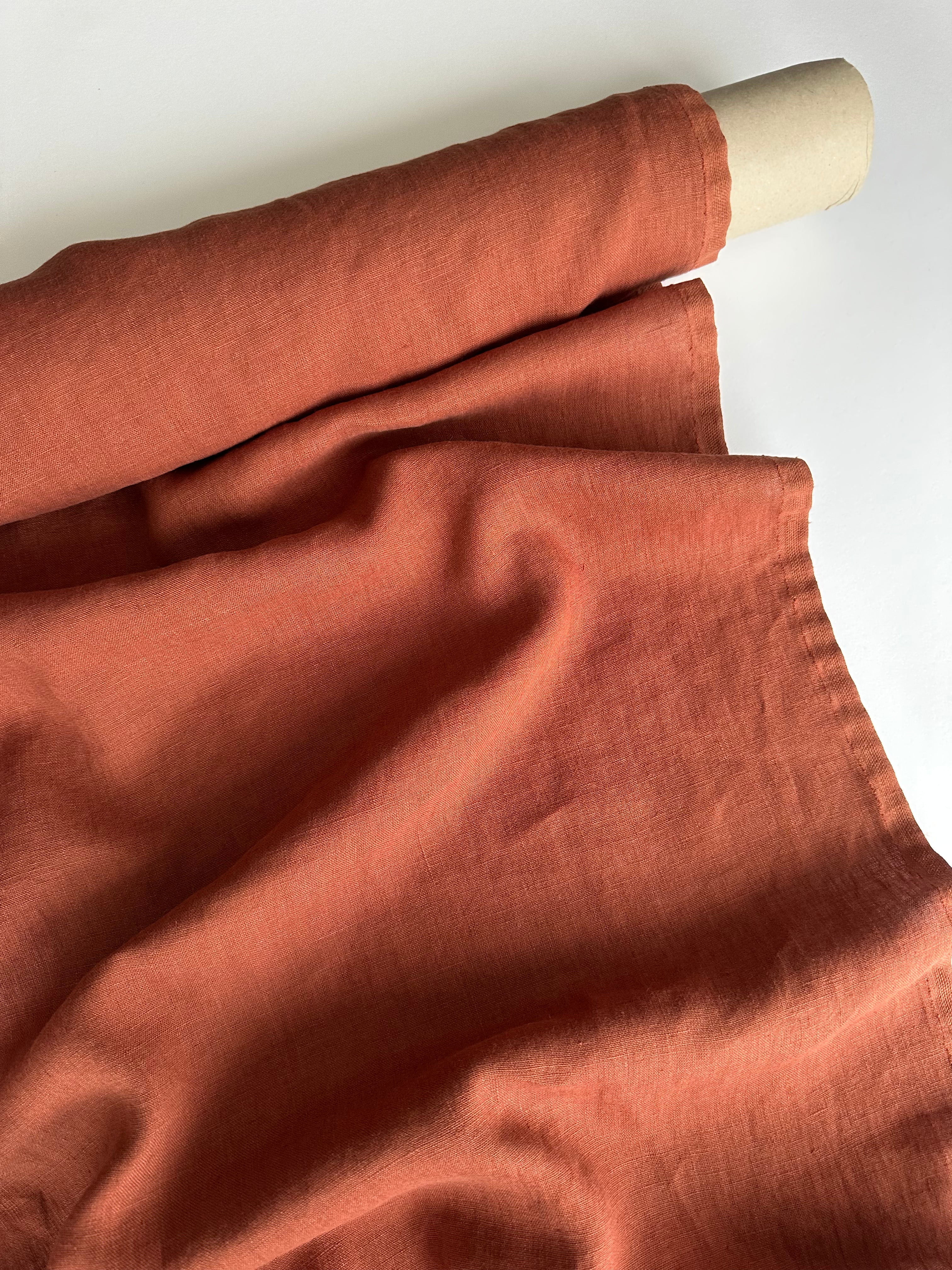 medium weight rusty linen fabric