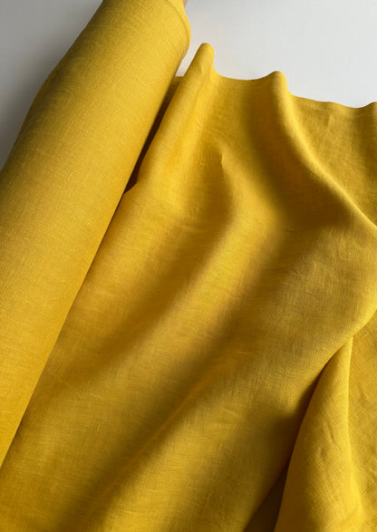 yellow linen fabric by yard or meter