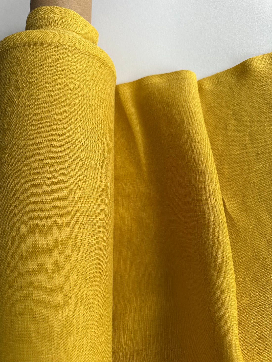 yellow linen fabric by yard or meter