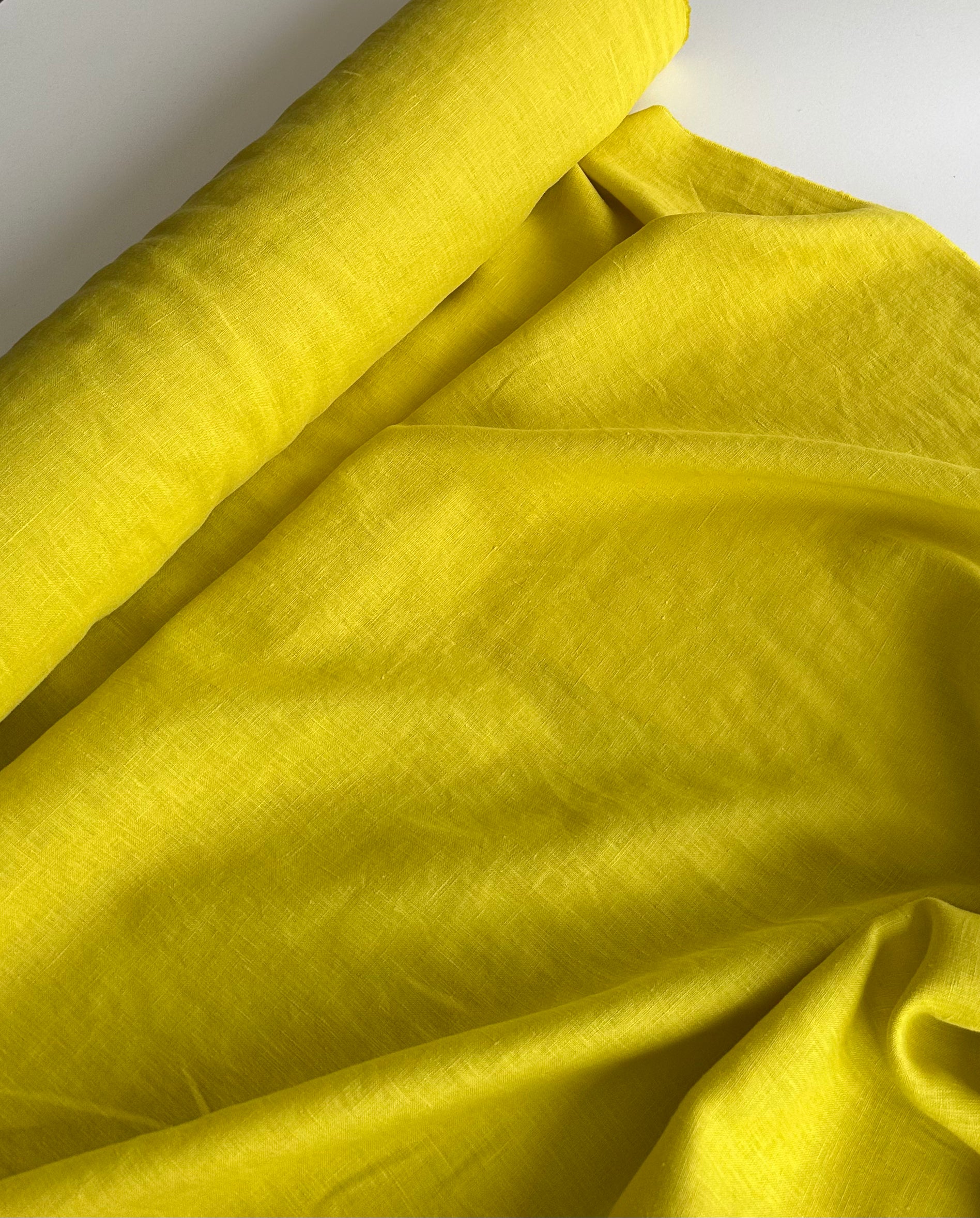 Chartreuse yellow linen fabric