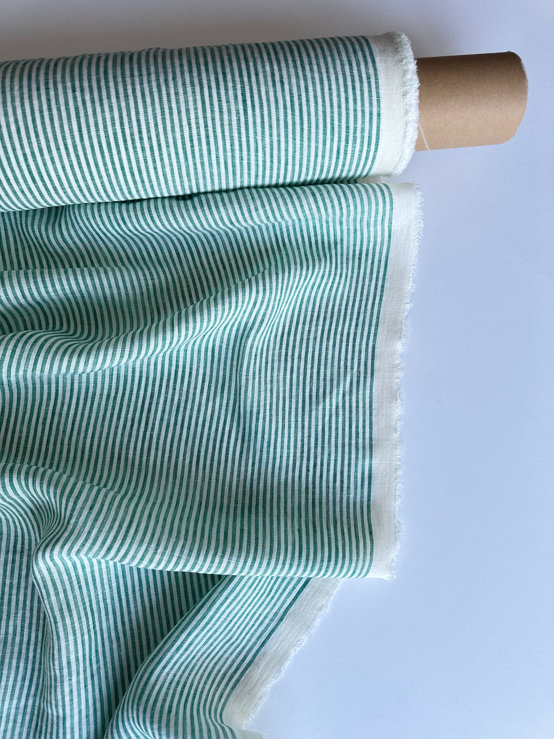 Kelly green stripes linen fabric
