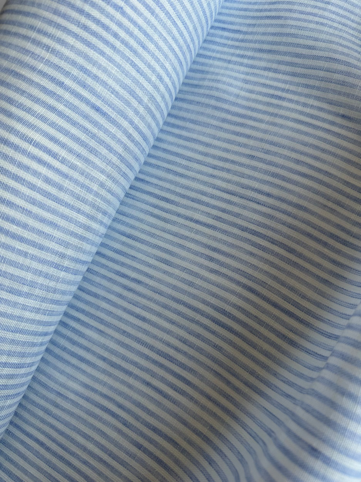 blue and white striped linen fabric