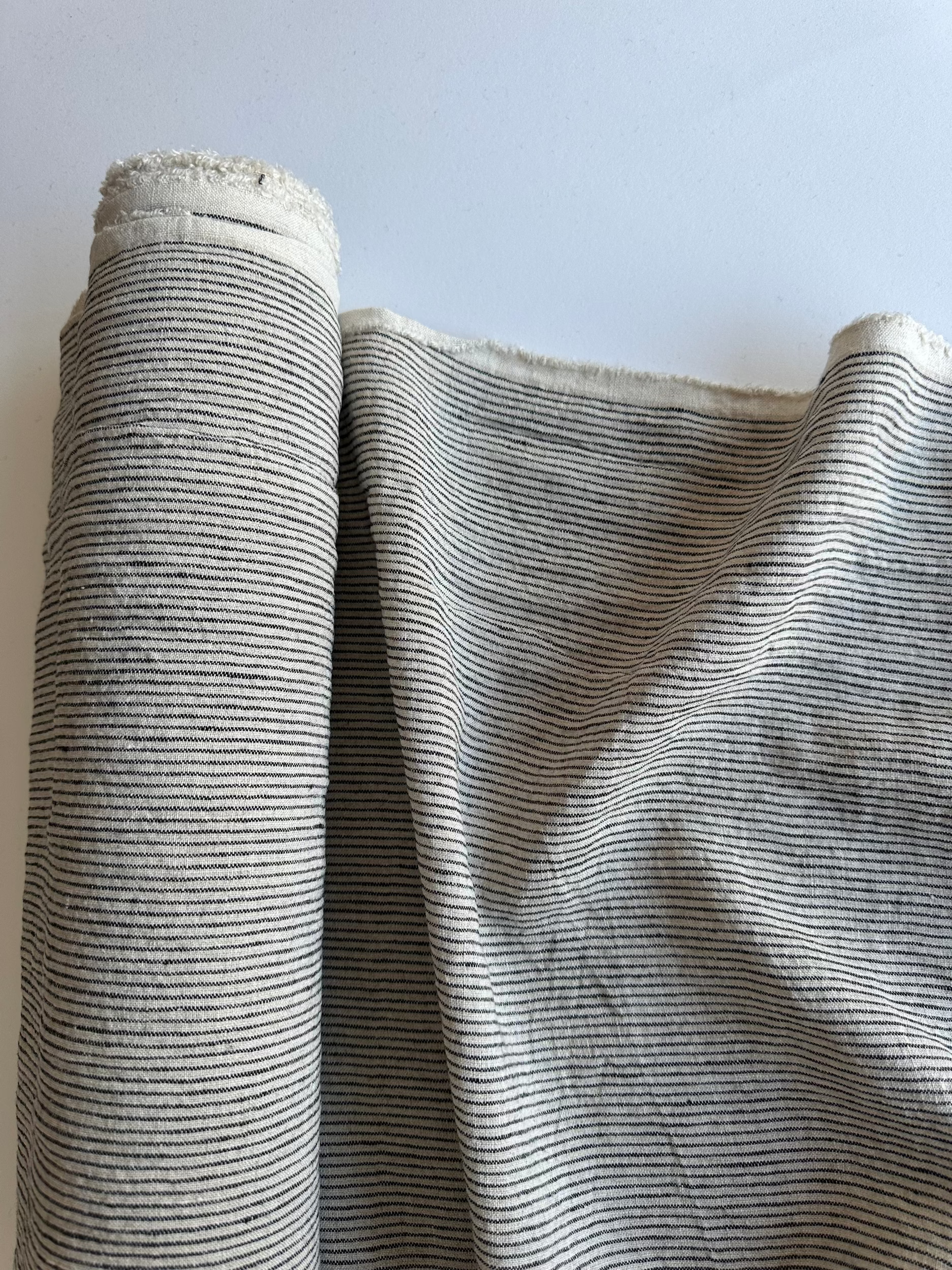 natural pinstripe linen fabric
