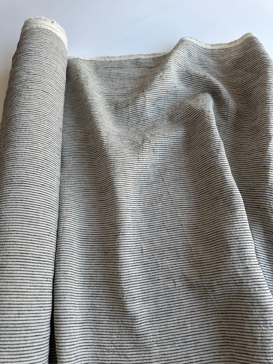 natural pinstripe linen fabric