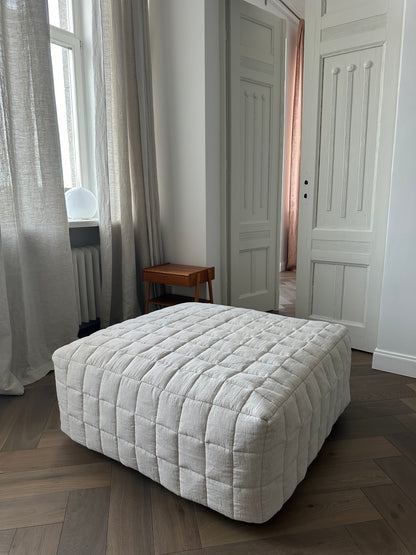 Linen Quilted Ottoman Slipcover