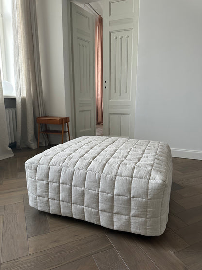 Linen Quilted Ottoman Slipcover