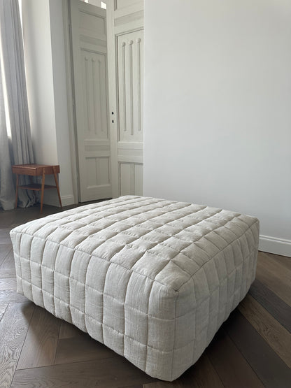 Linen Quilted Ottoman Slipcover
