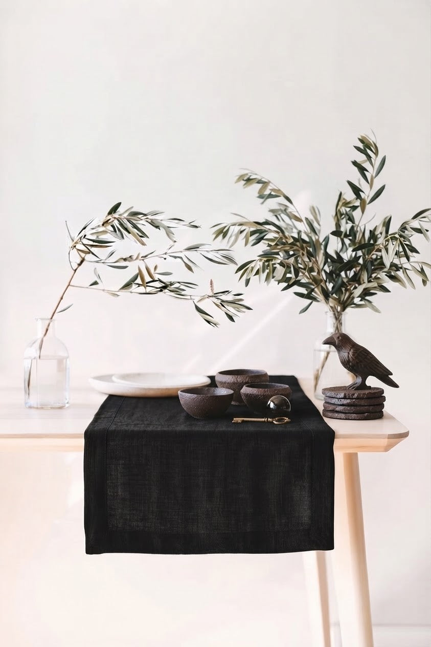 black table runner