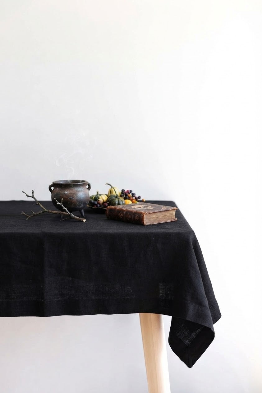black linen tablecloth