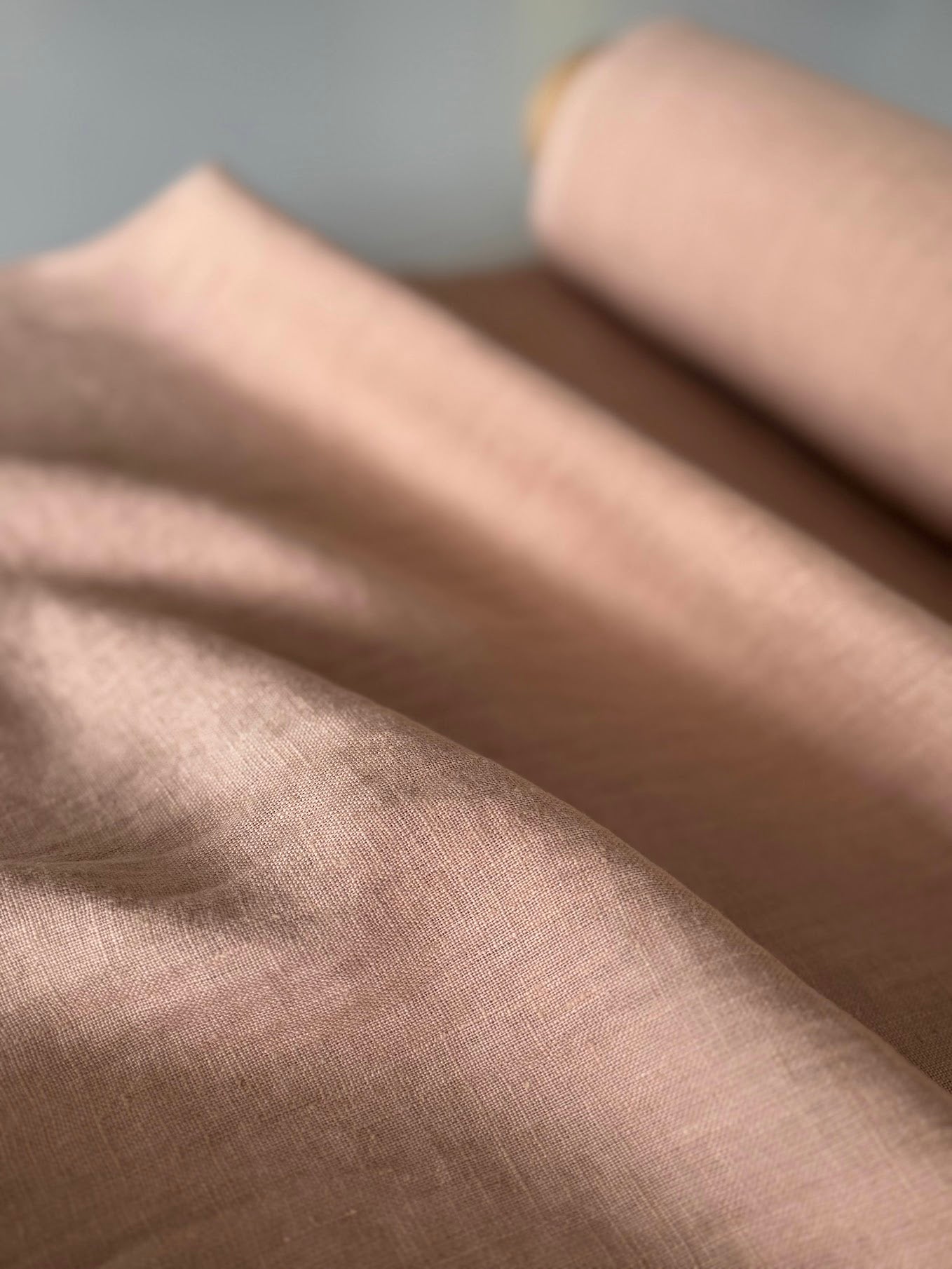 145 cm/57" width Peach color linen fabric