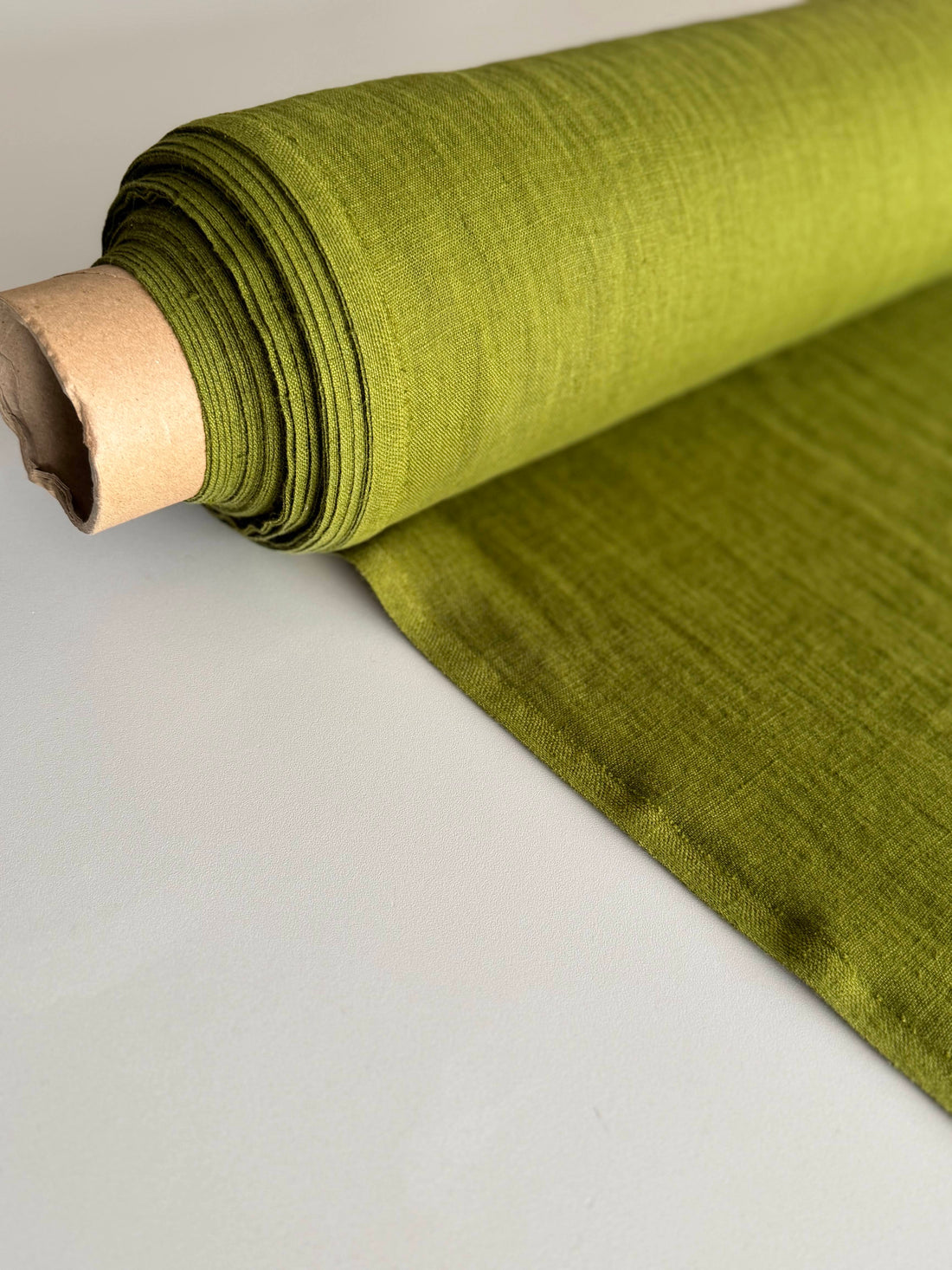 moss green linen fabric